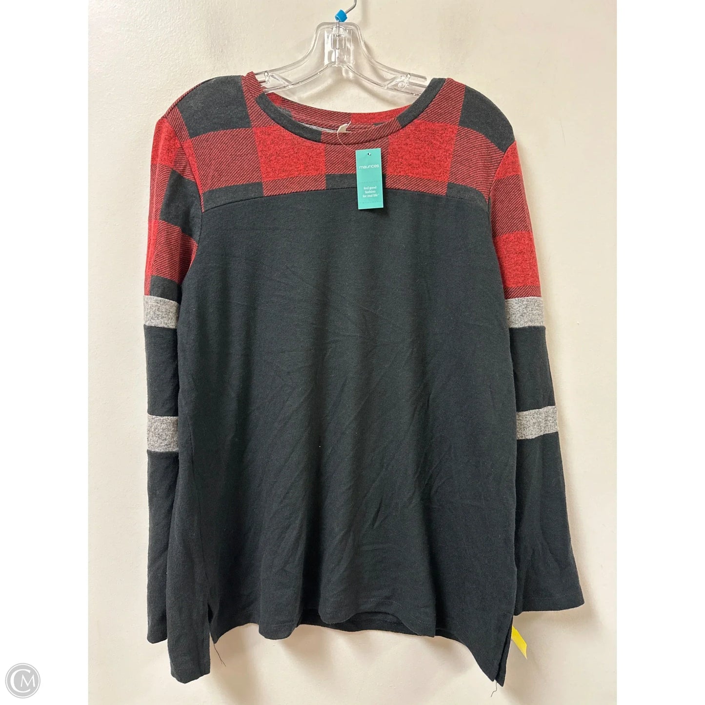 Top Long Sleeve By Maurices In Black & Red, Size: L