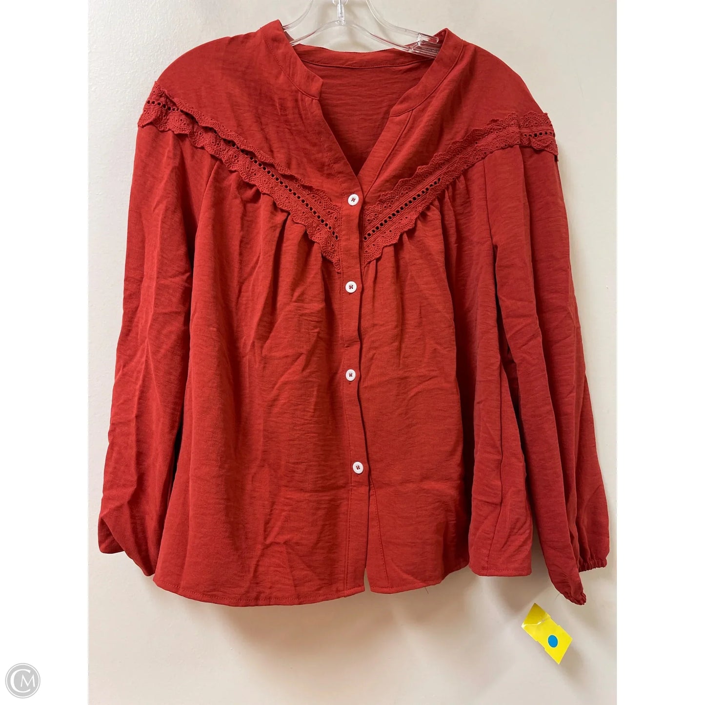 Blouse Long Sleeve By Shein In Orange, Size: S