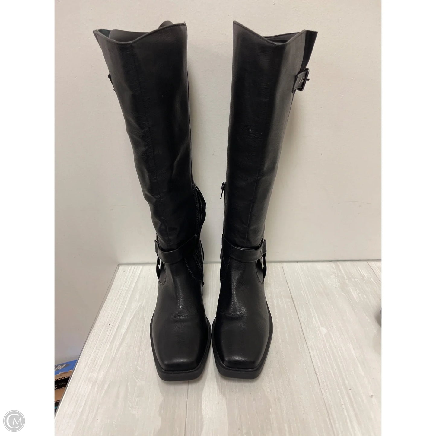 Boots Mid-calf Heels By Clothes Mentor In Black, Size: 7