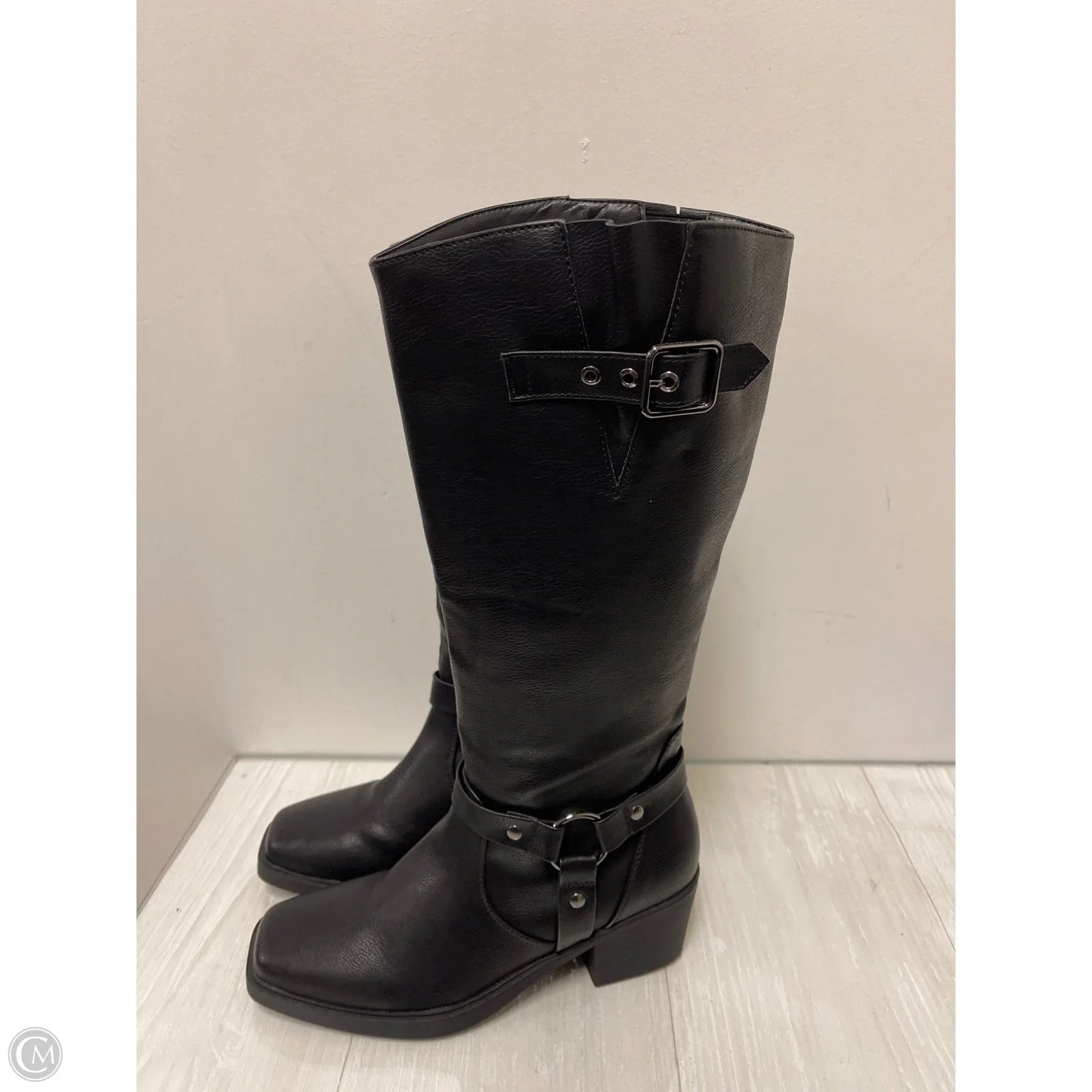 Boots Mid-calf Heels By Clothes Mentor In Black, Size: 7