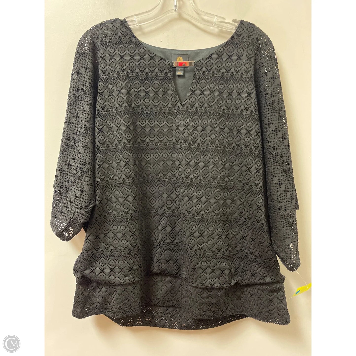 Top Short Sleeve By Jm Collections In Black, Size: Xl