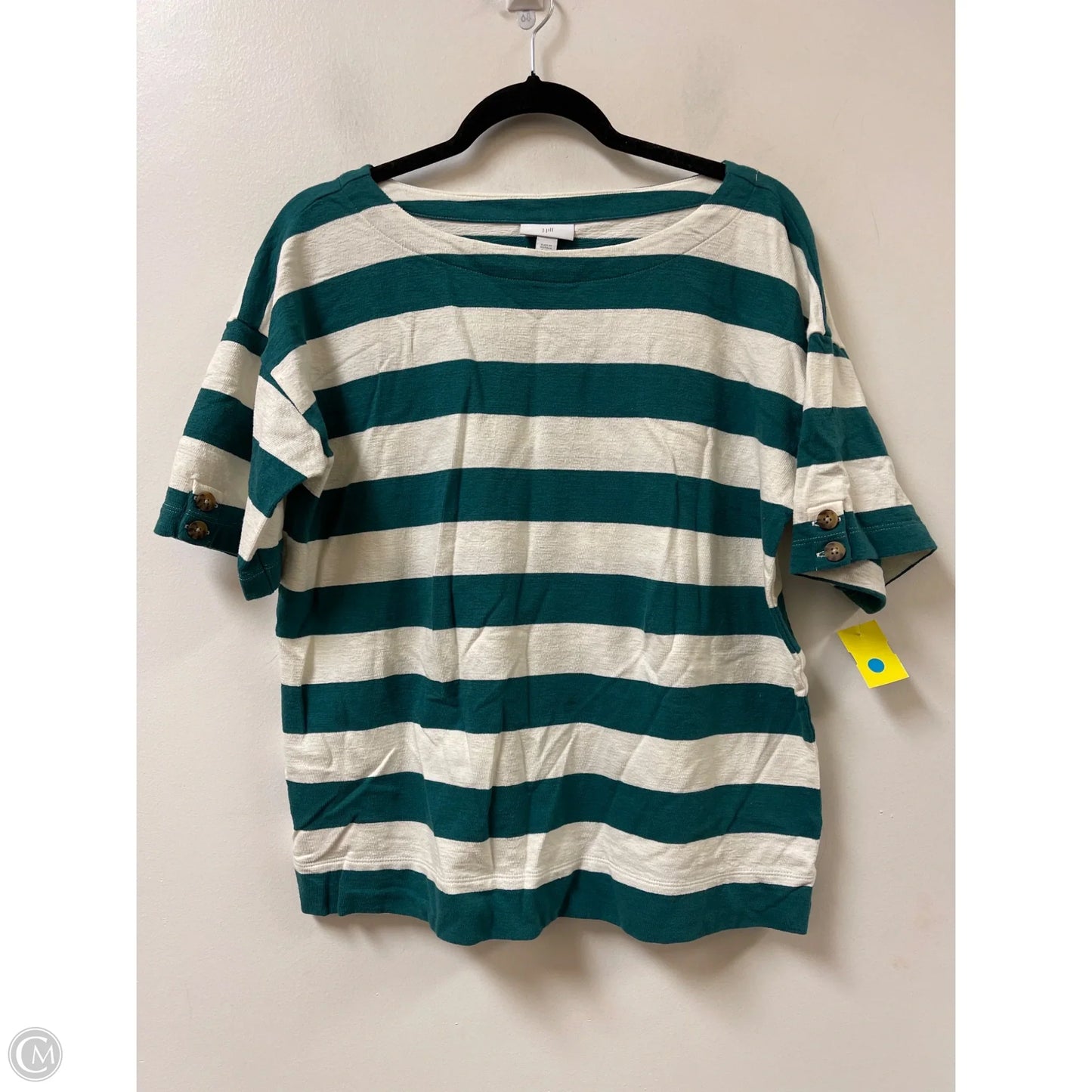 Top Short Sleeve By J. Jill In Green & White, Size: M