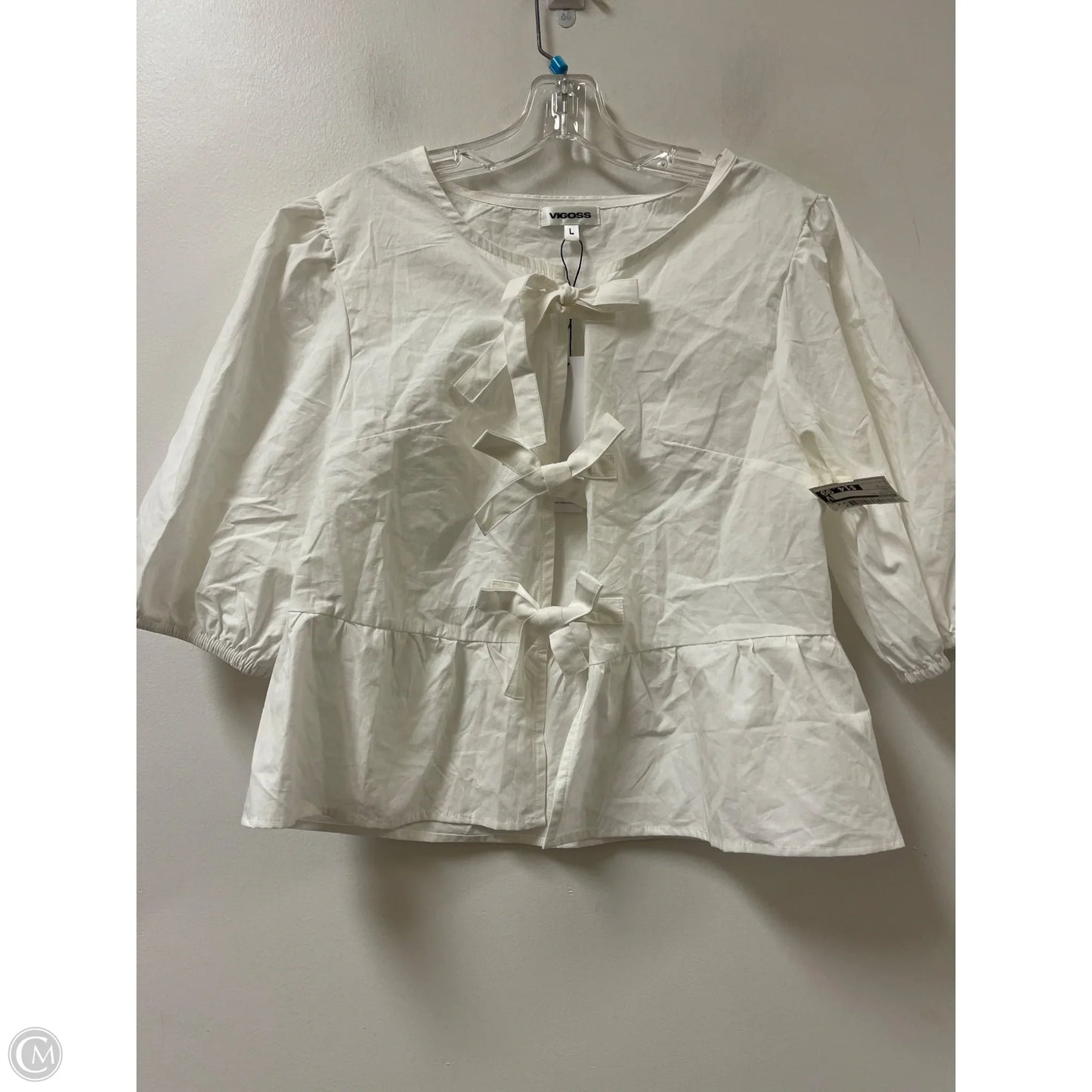 Blouse Short Sleeve By Vigoss In White, Size: L