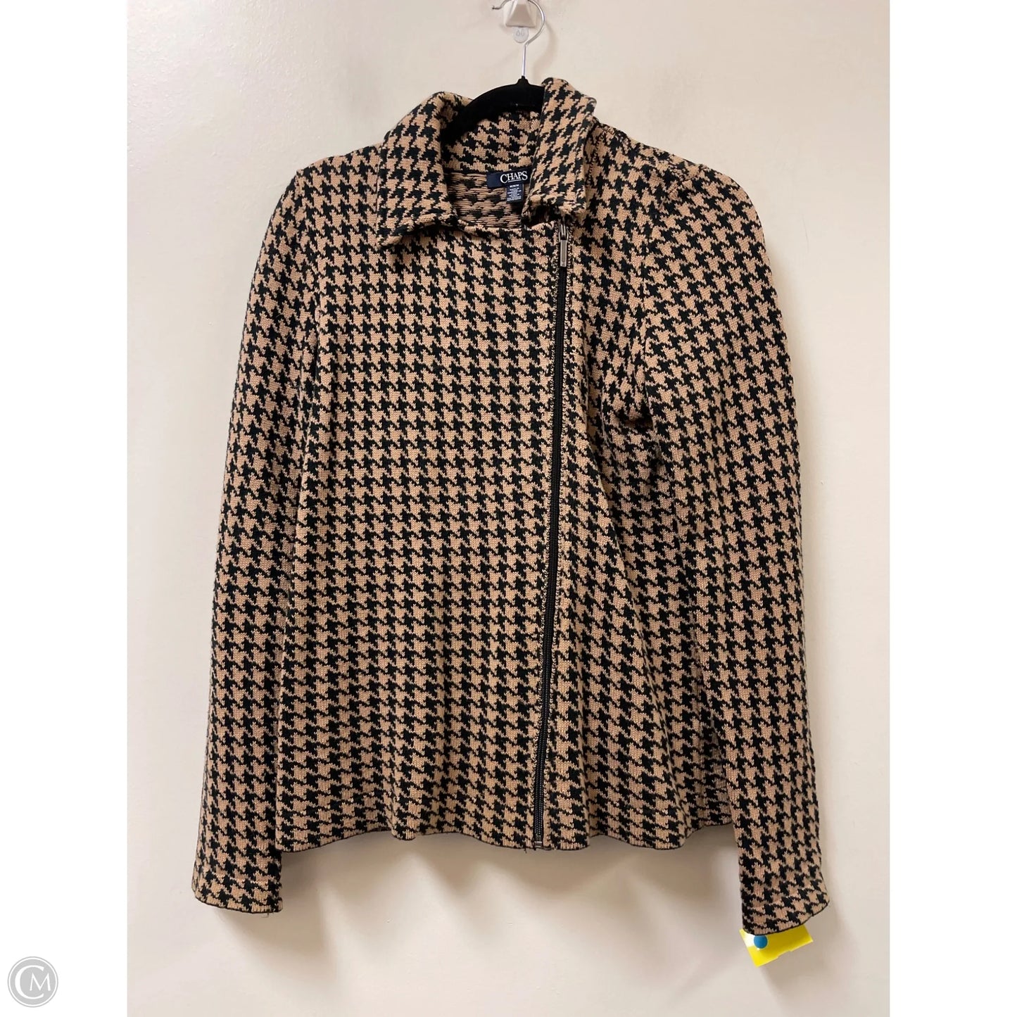 Jacket Moto By Chaps In Black & Brown, Size: M