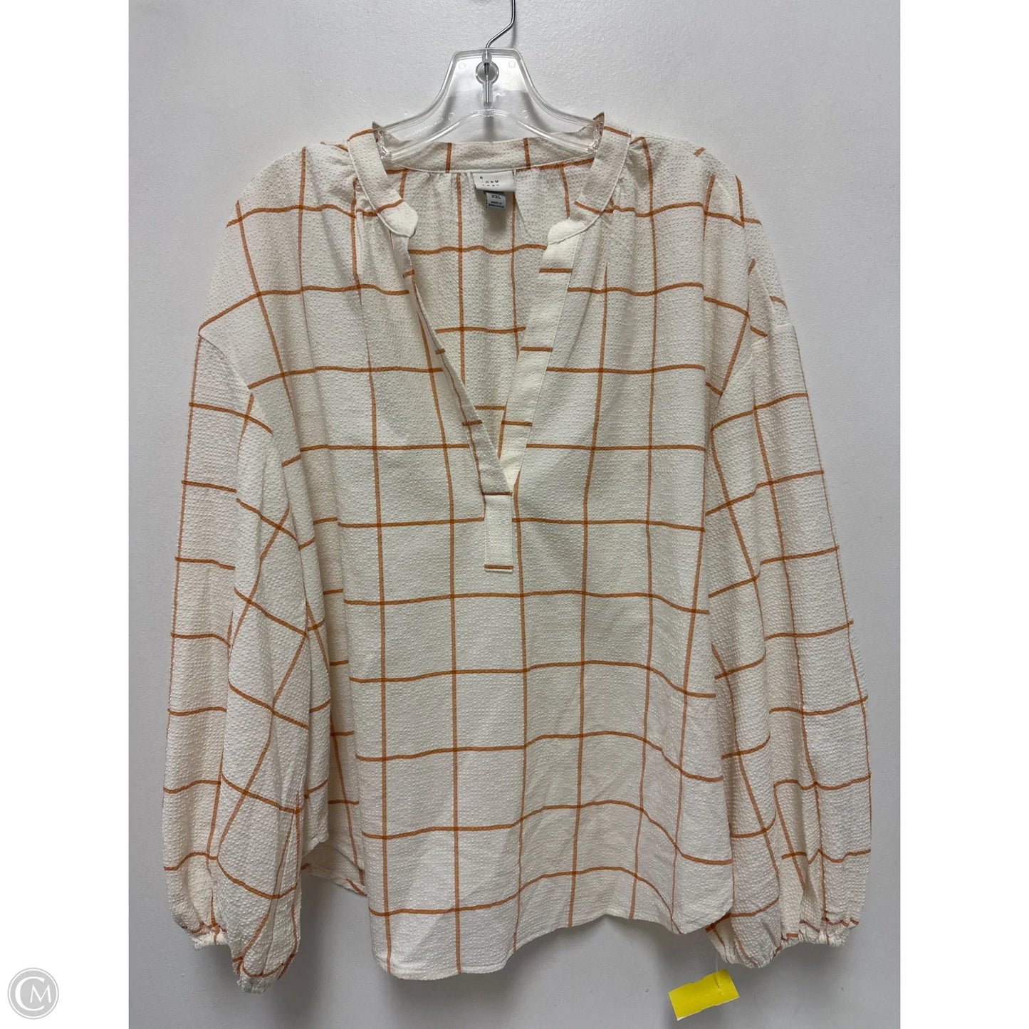 Top Long Sleeve By A New Day In Cream & Orange, Size: 1x