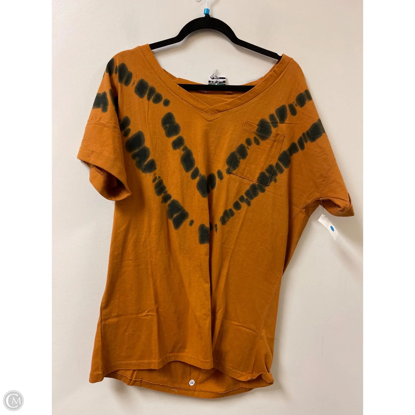 Top Short Sleeve By Like Love In Black & Orange, Size: L