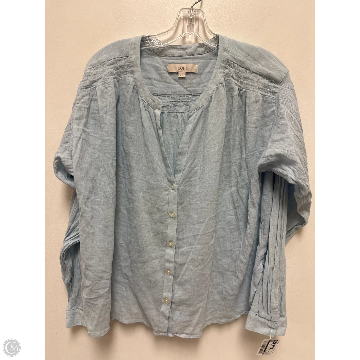 Blouse Long Sleeve By Loft In Blue, Size: M