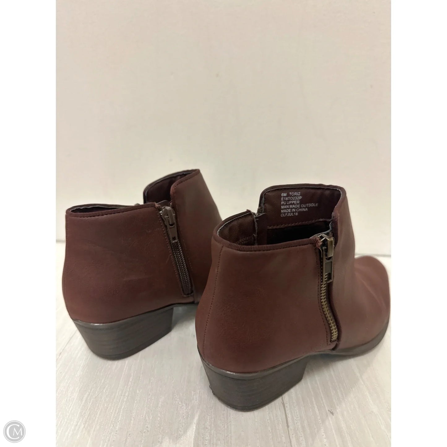 Boots Ankle Heels By Esprit In Brown, Size: 6