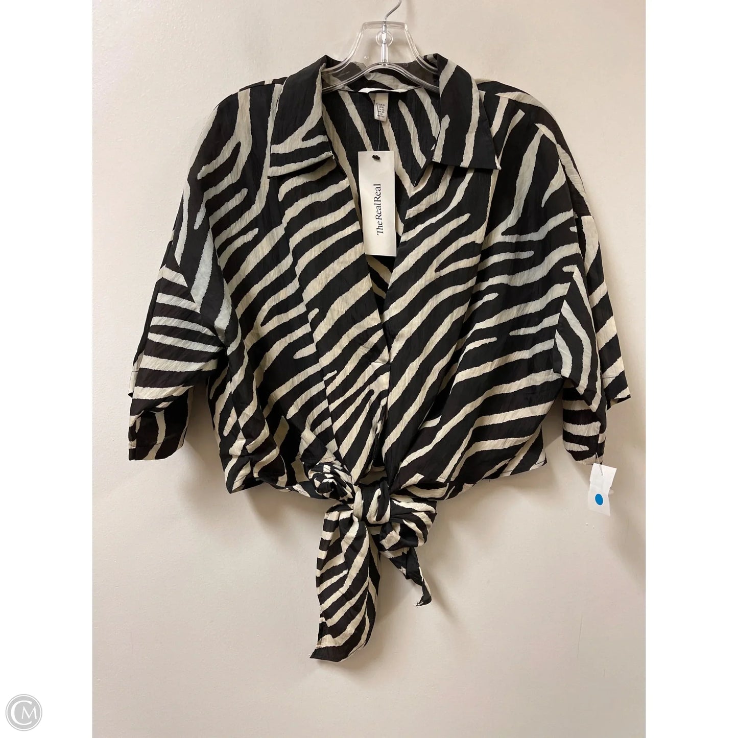 Top Short Sleeve By H&m In Black & Cream, Size: Xl