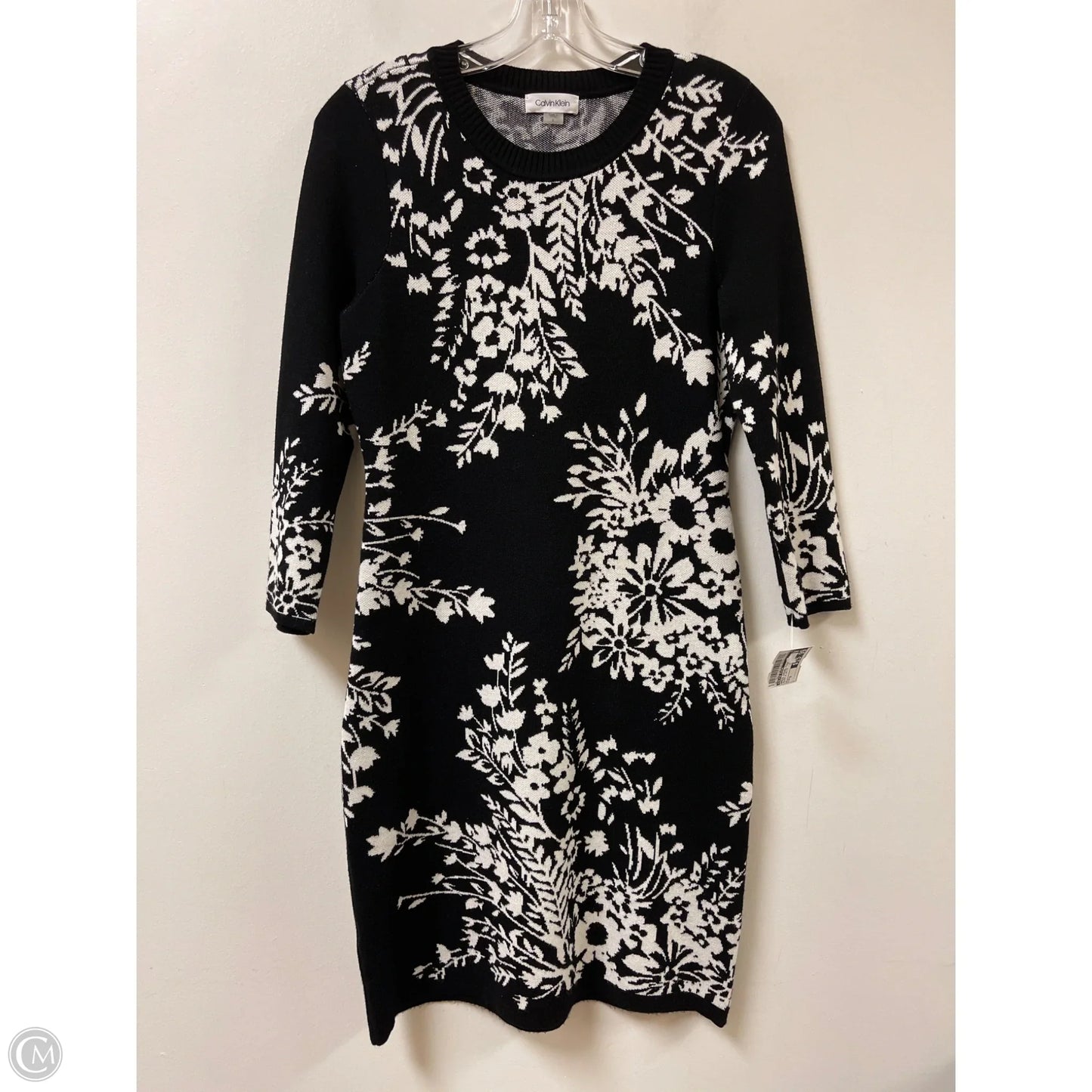 Dress Casual Midi By Calvin Klein In Black & White, Size: S