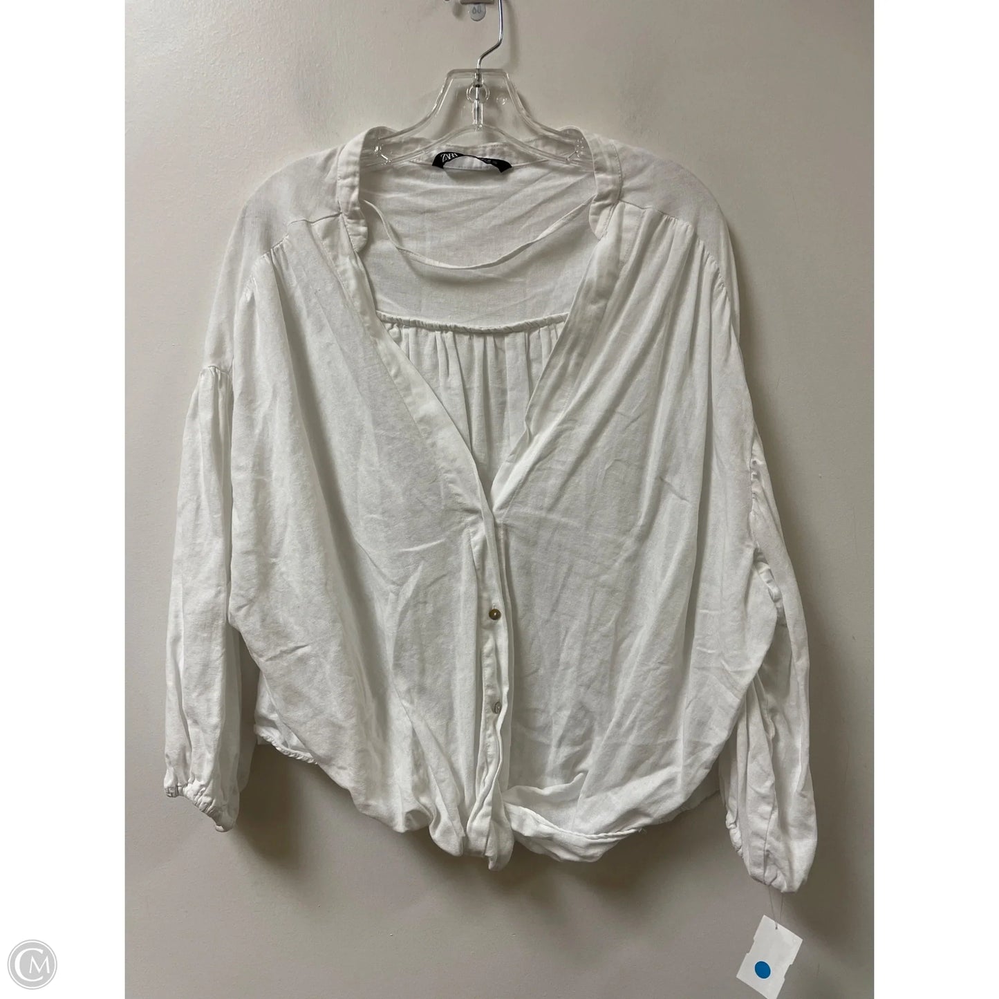 Blouse Long Sleeve By Zara In White, Size: M