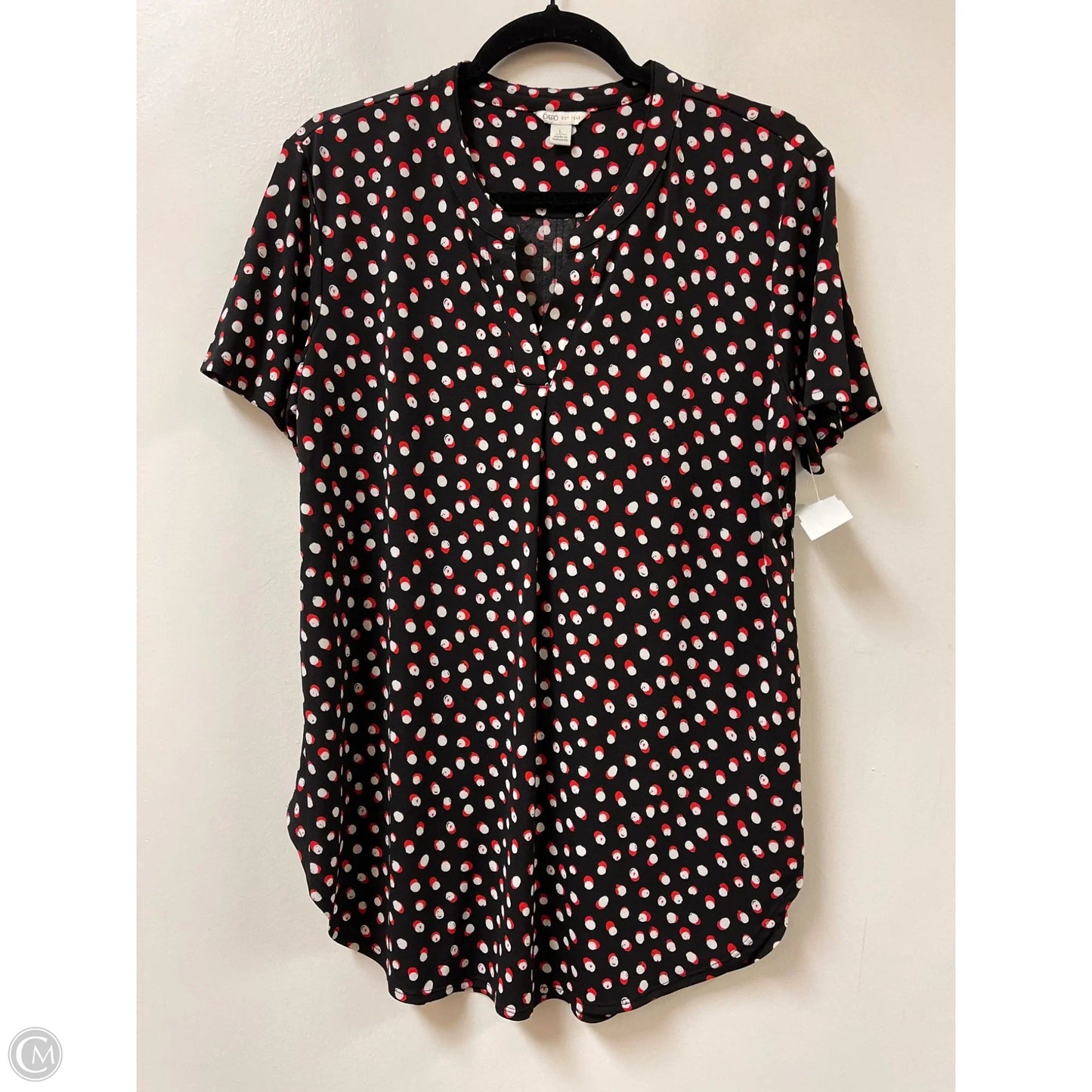 Top Short Sleeve By Cato In Black & Red, Size: L
