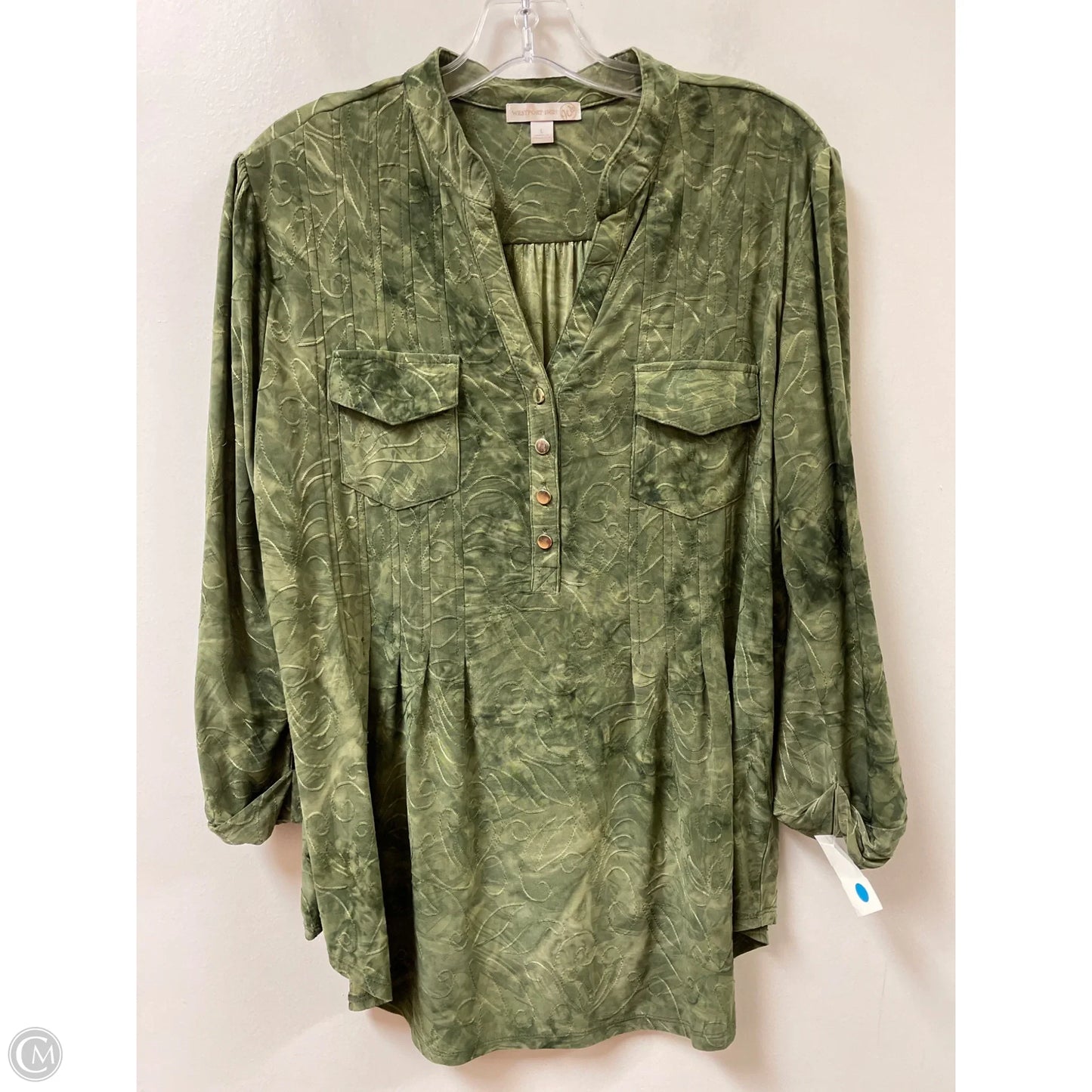 Blouse Long Sleeve By Westport In Green, Size: L
