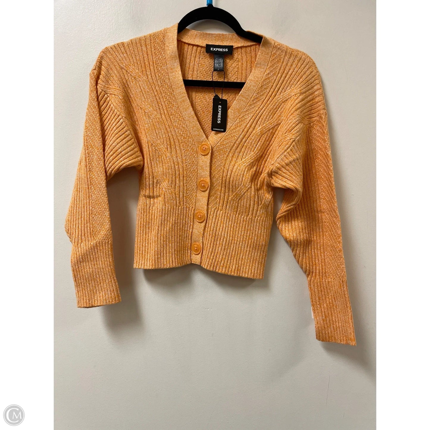 Cardigan By Express In Orange, Size: Xs