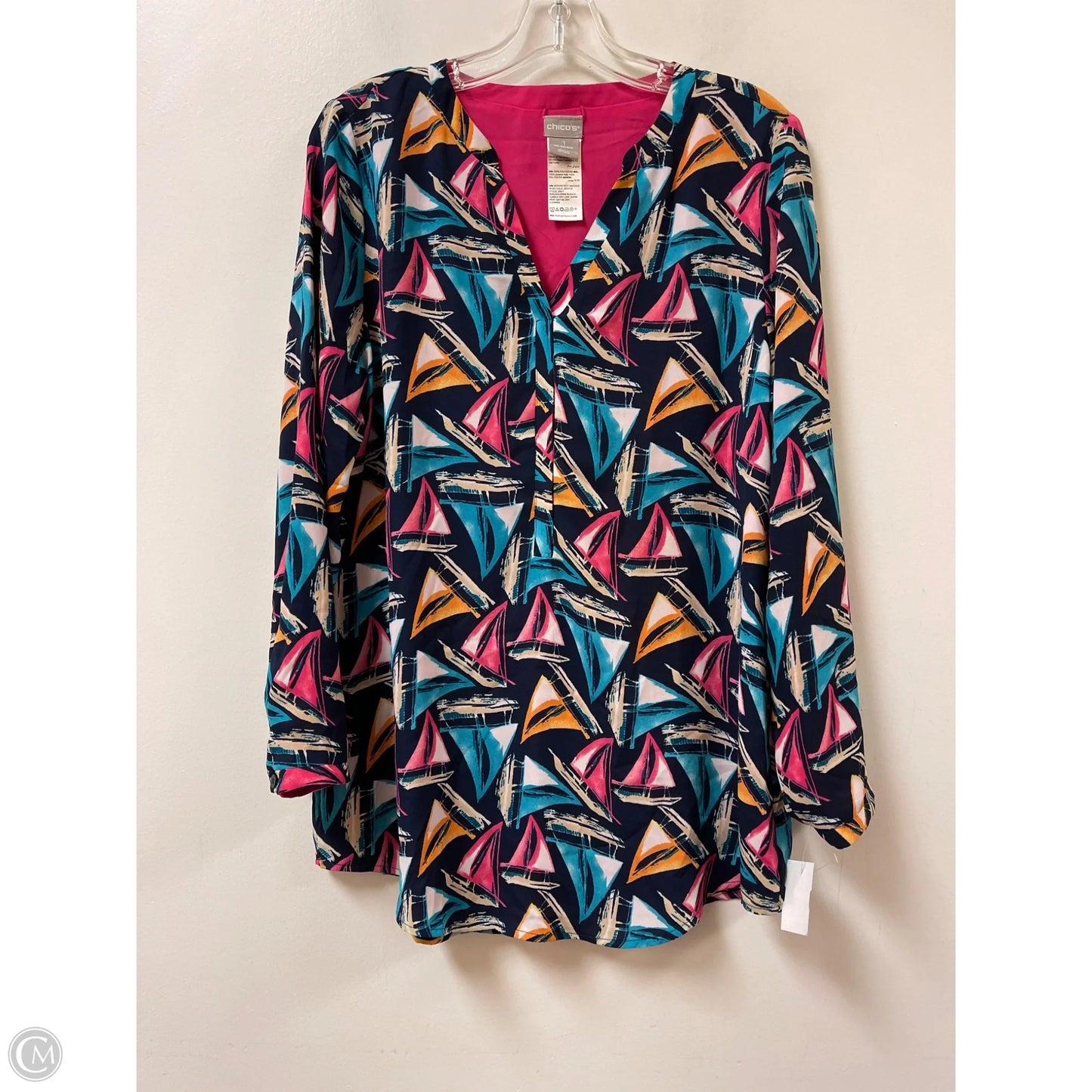 Top Long Sleeve By Chicos In Multi-colored, Size: M