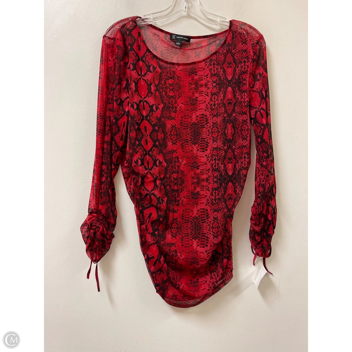 Top Long Sleeve By Inc In Red, Size: L