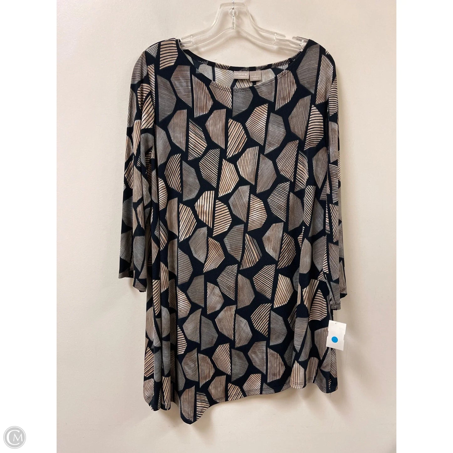 Top Long Sleeve By Chicos In Black & Brown, Size: L