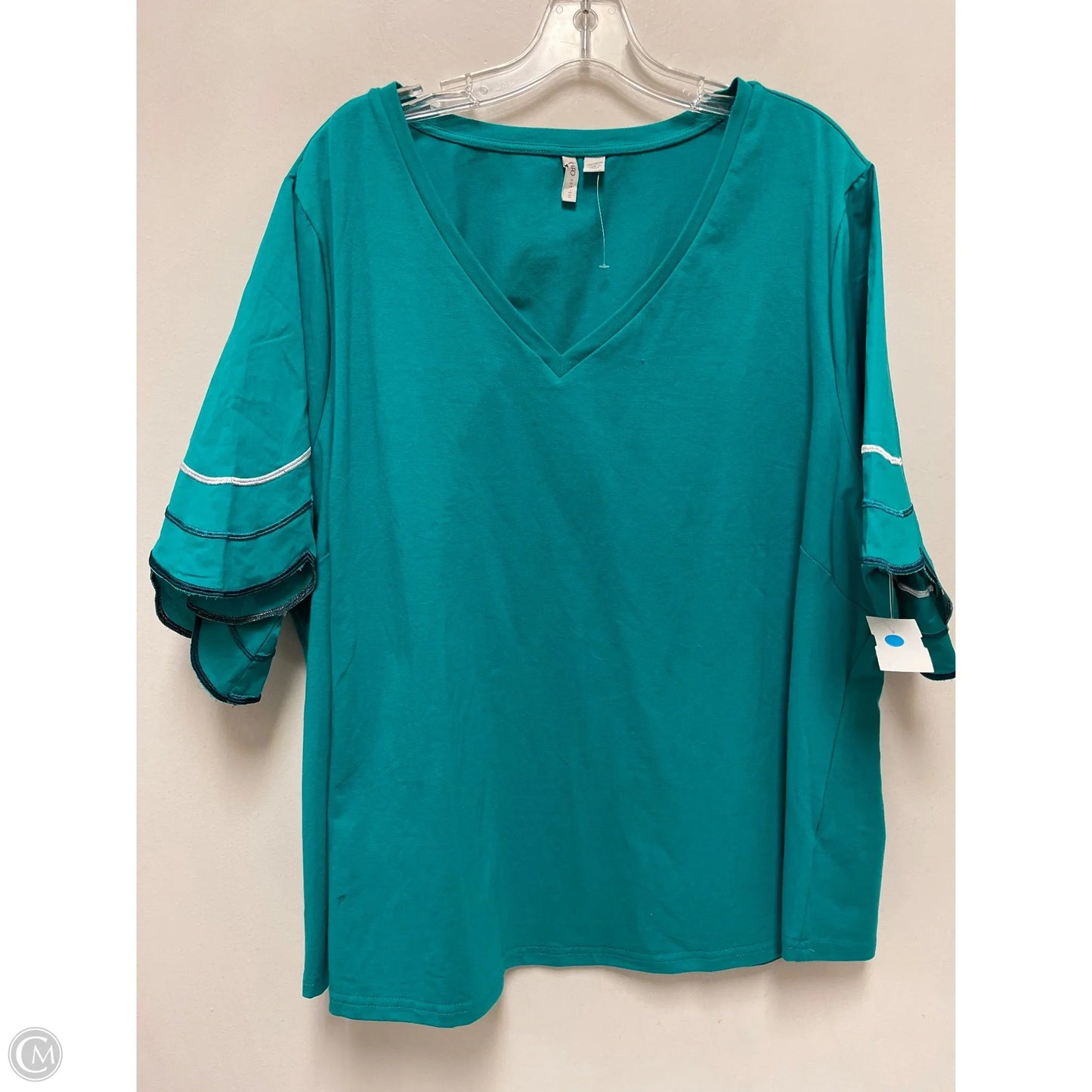 Top Short Sleeve By Cato In Green, Size: 4x