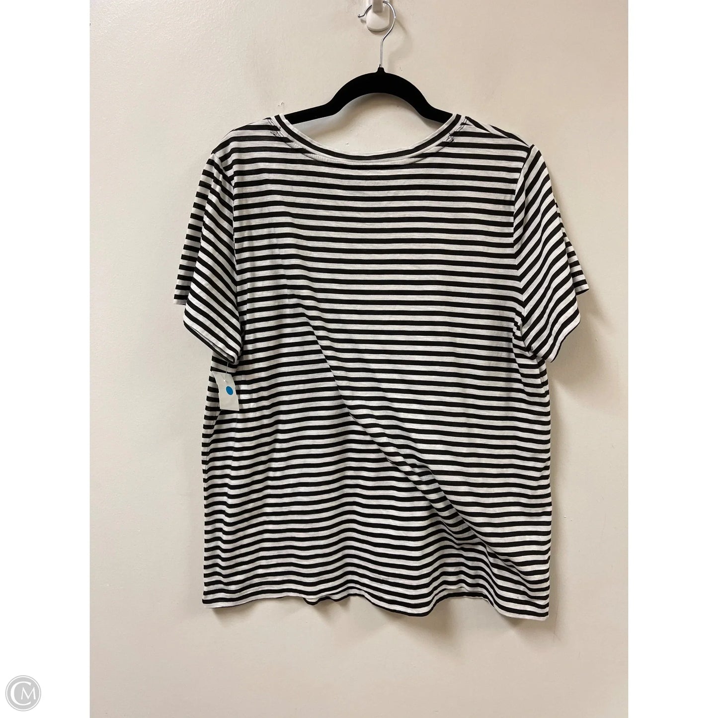 Top Short Sleeve By Loft In Black & White, Size: Xl