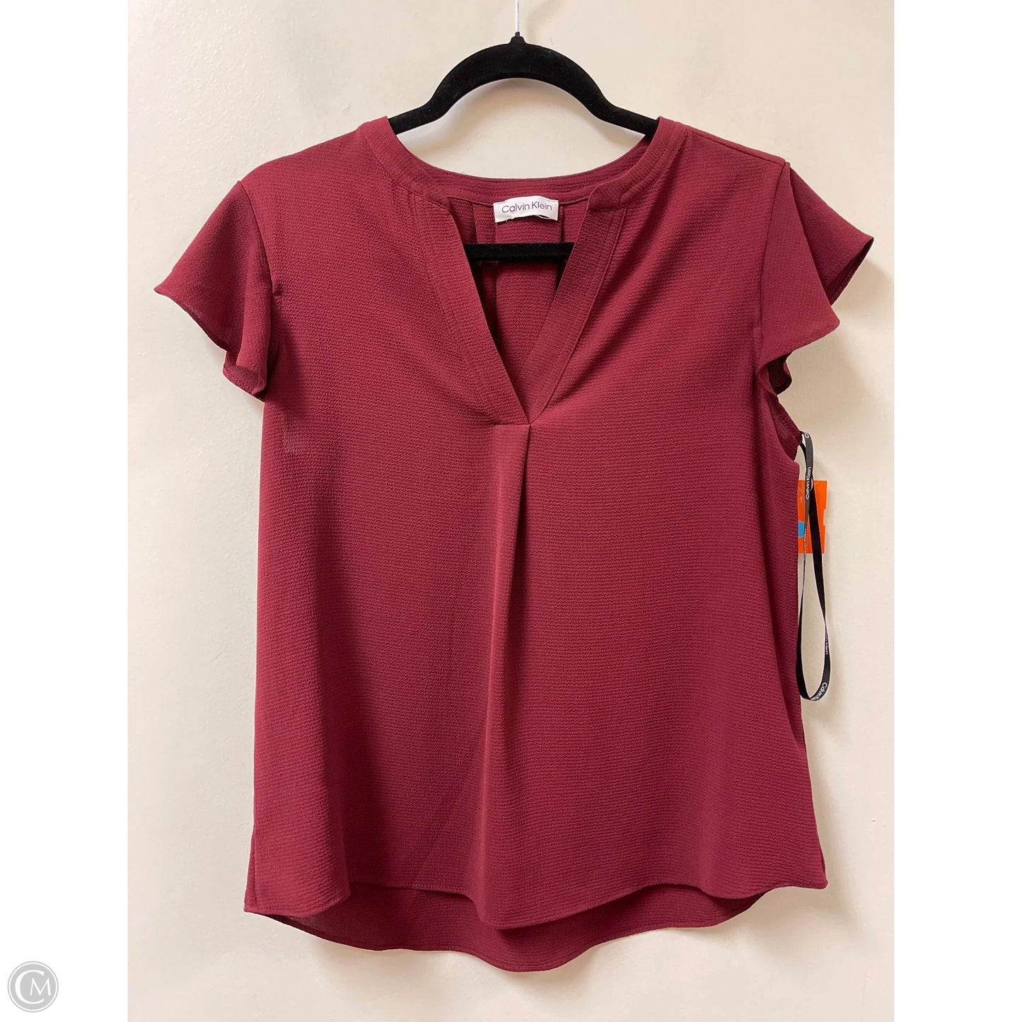 Top Short Sleeve By Calvin Klein In Red, Size: S