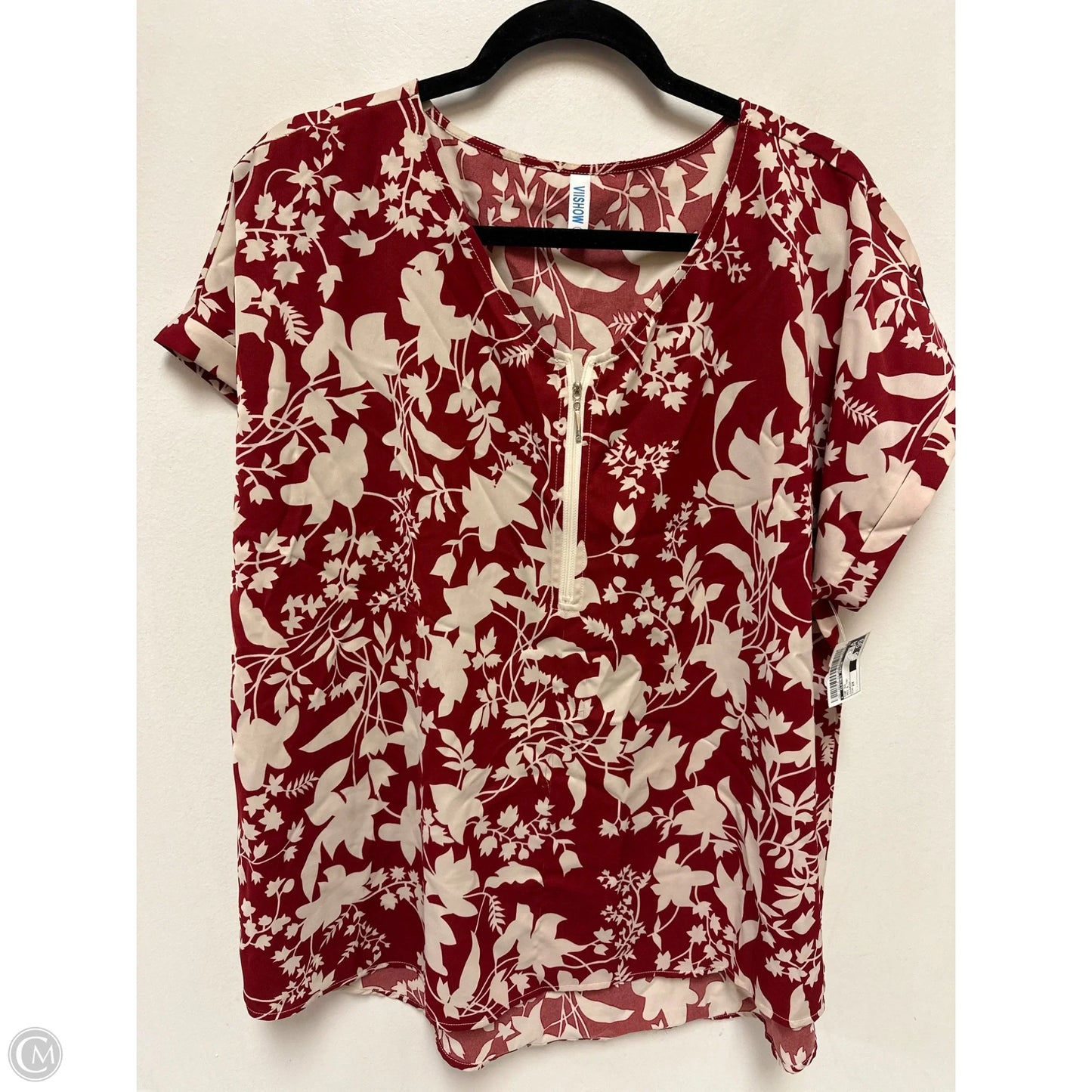 Top Short Sleeve By Clothes Mentor In Red & Tan, Size: 2x