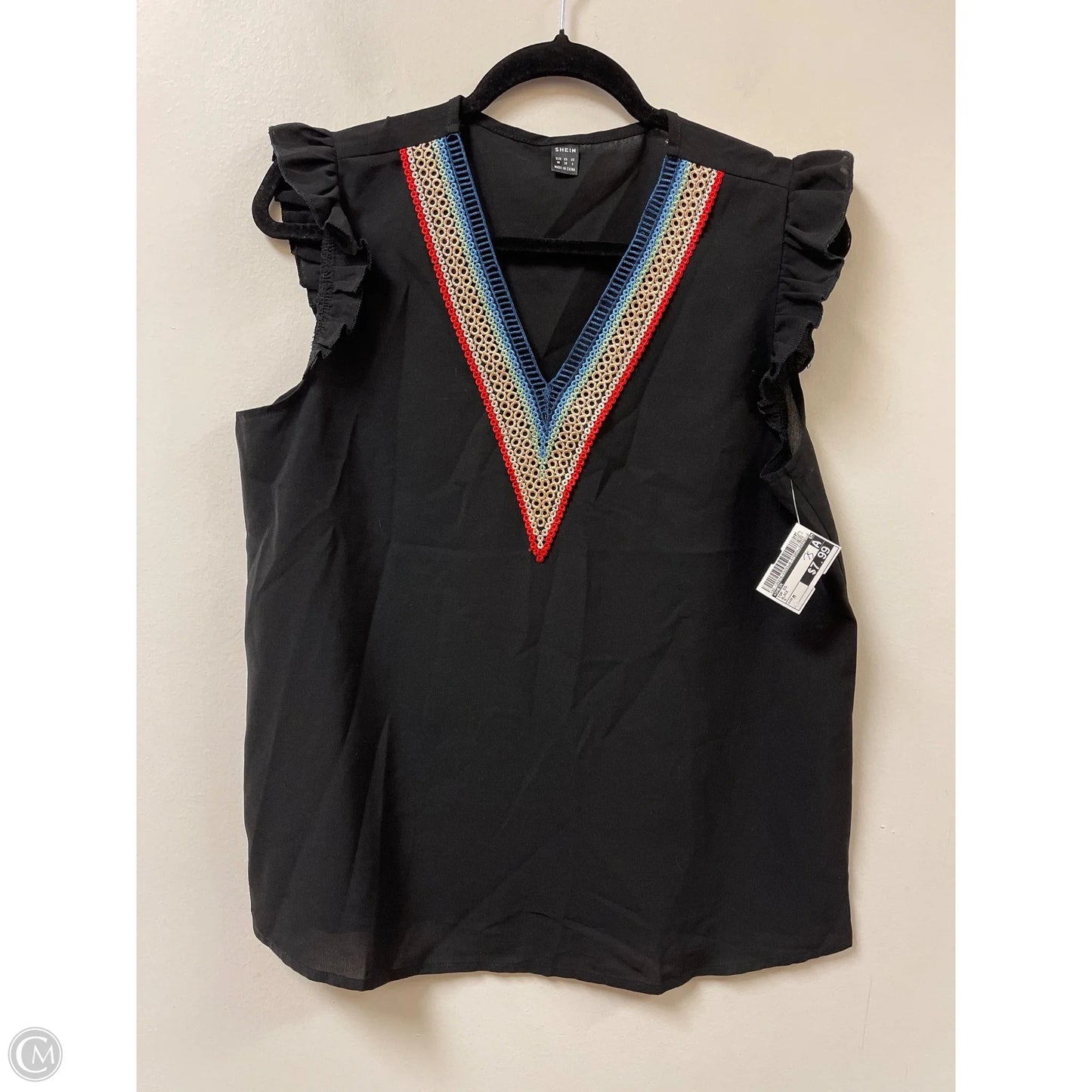 Top Short Sleeve By Shein In Black, Size: M