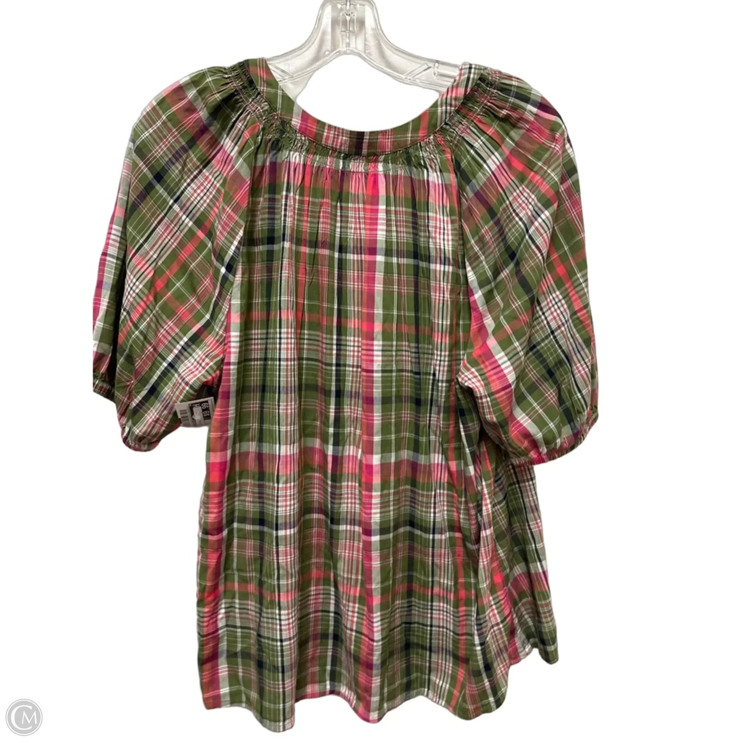 Top Short Sleeve By Crown And Ivy In Plaid Pattern, Size: M