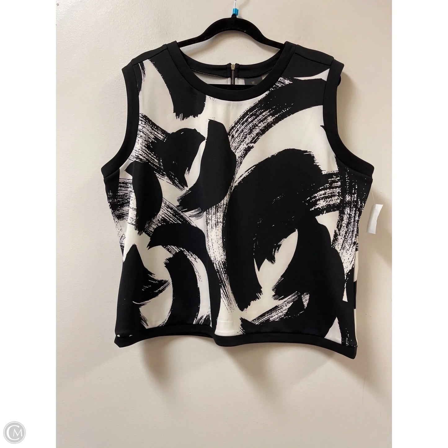 Top Short Sleeve By Worthington In Black & White, Size: 1x