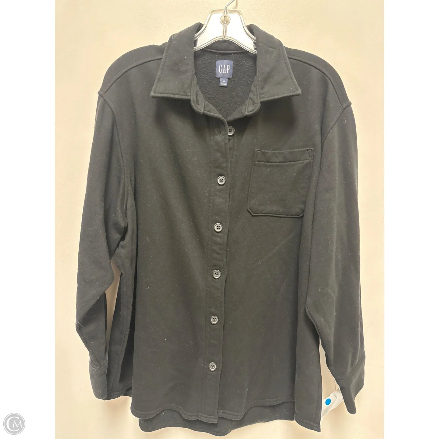 Jacket Shirt By Gap In Black, Size: M