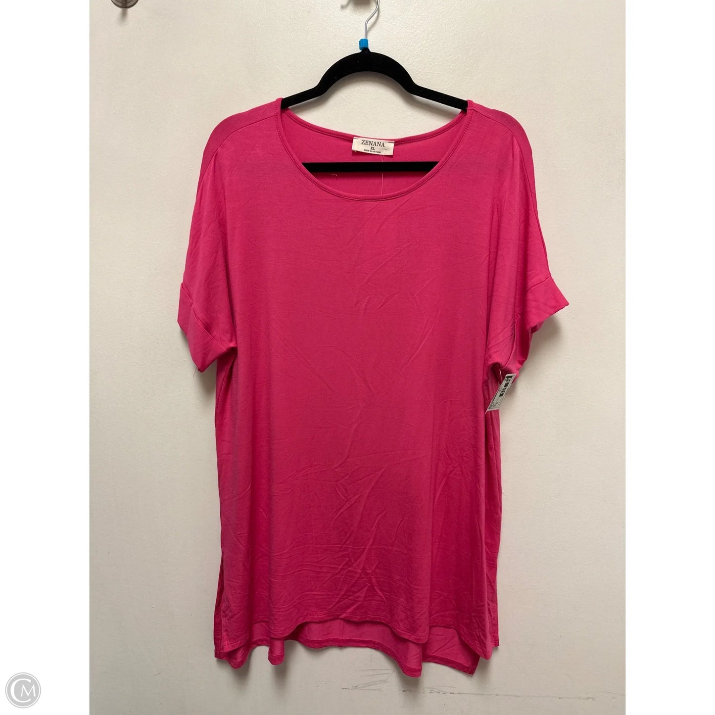 Top Short Sleeve By Zenana In Pink, Size: Xl