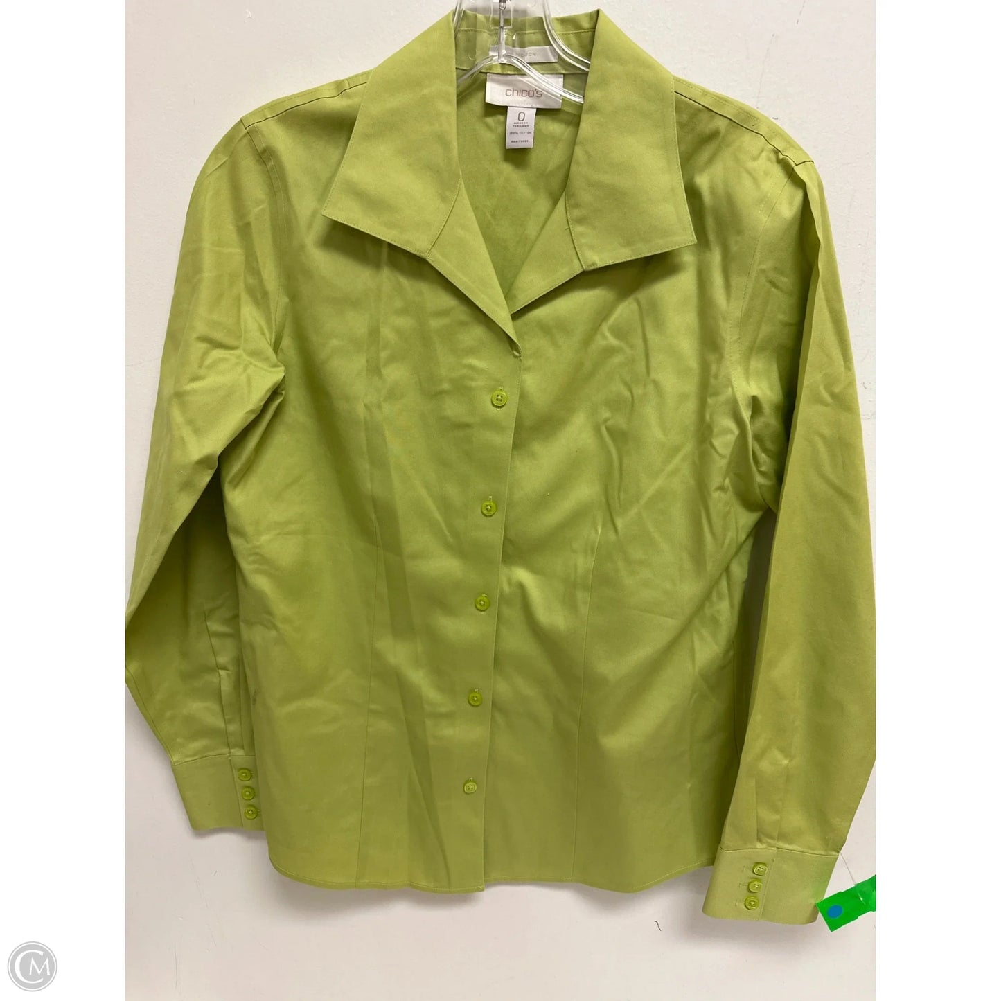 Blouse Long Sleeve By Chicos In Green, Size: S