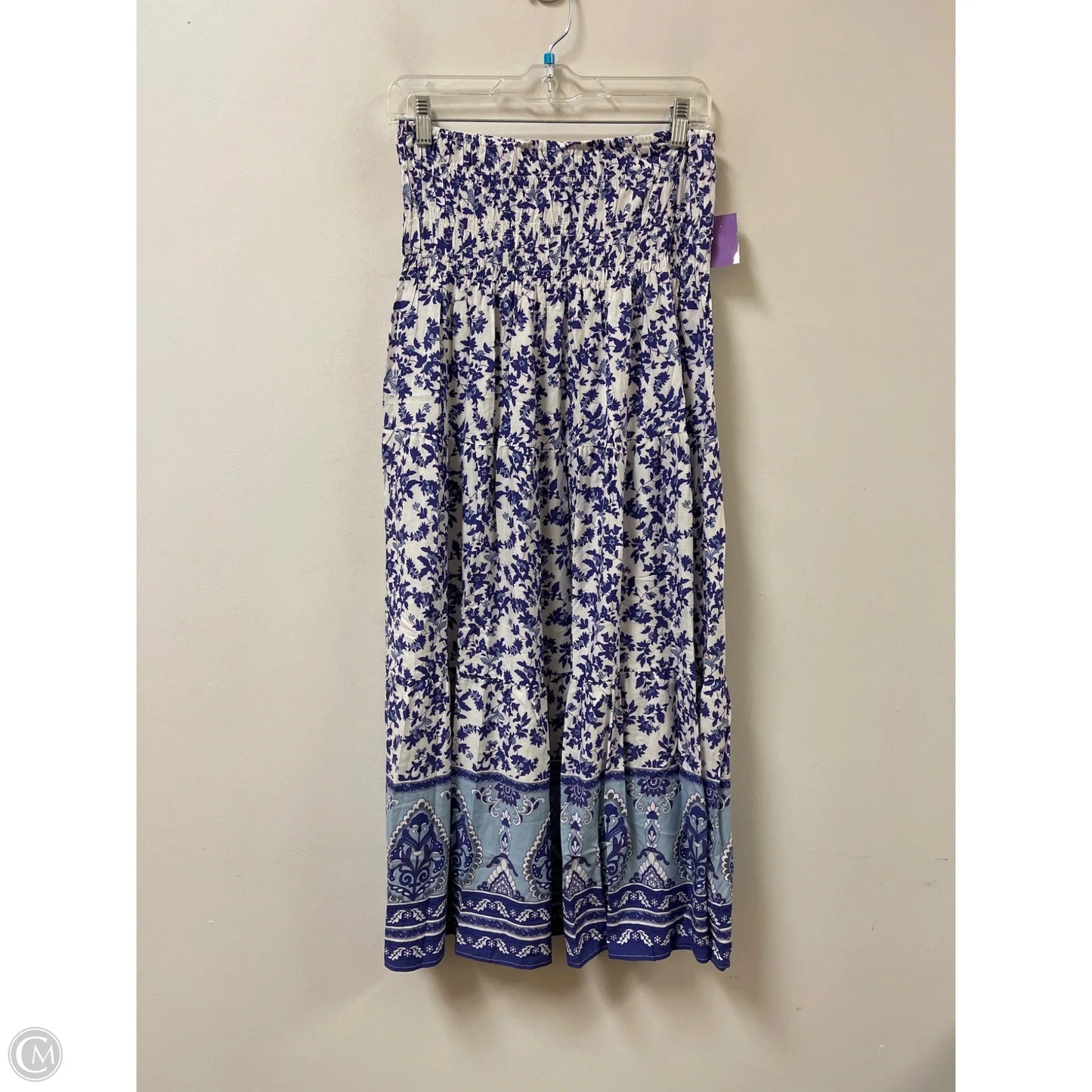 Skirt Maxi By Clothes Mentor In Blue & White, Size: 16