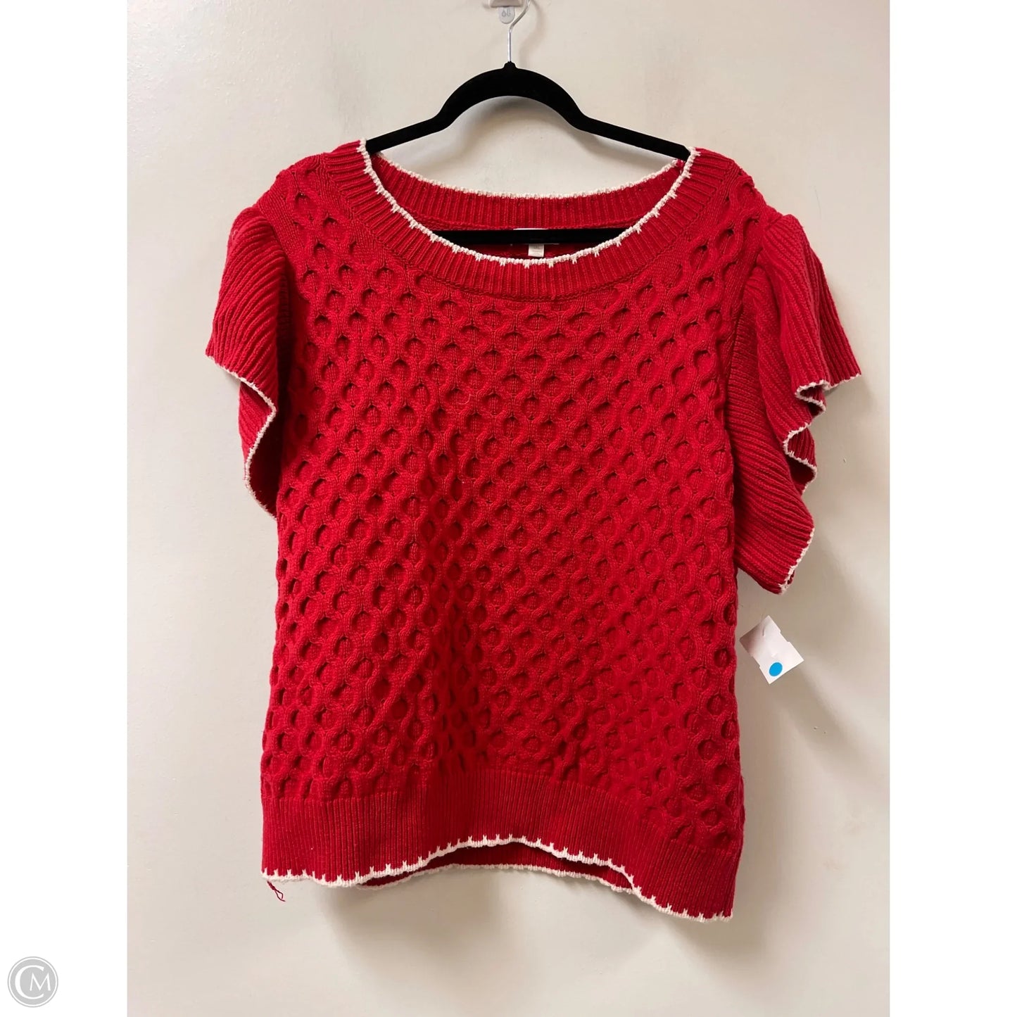 Sweater Short Sleeve By Oddi In Red, Size: 3x