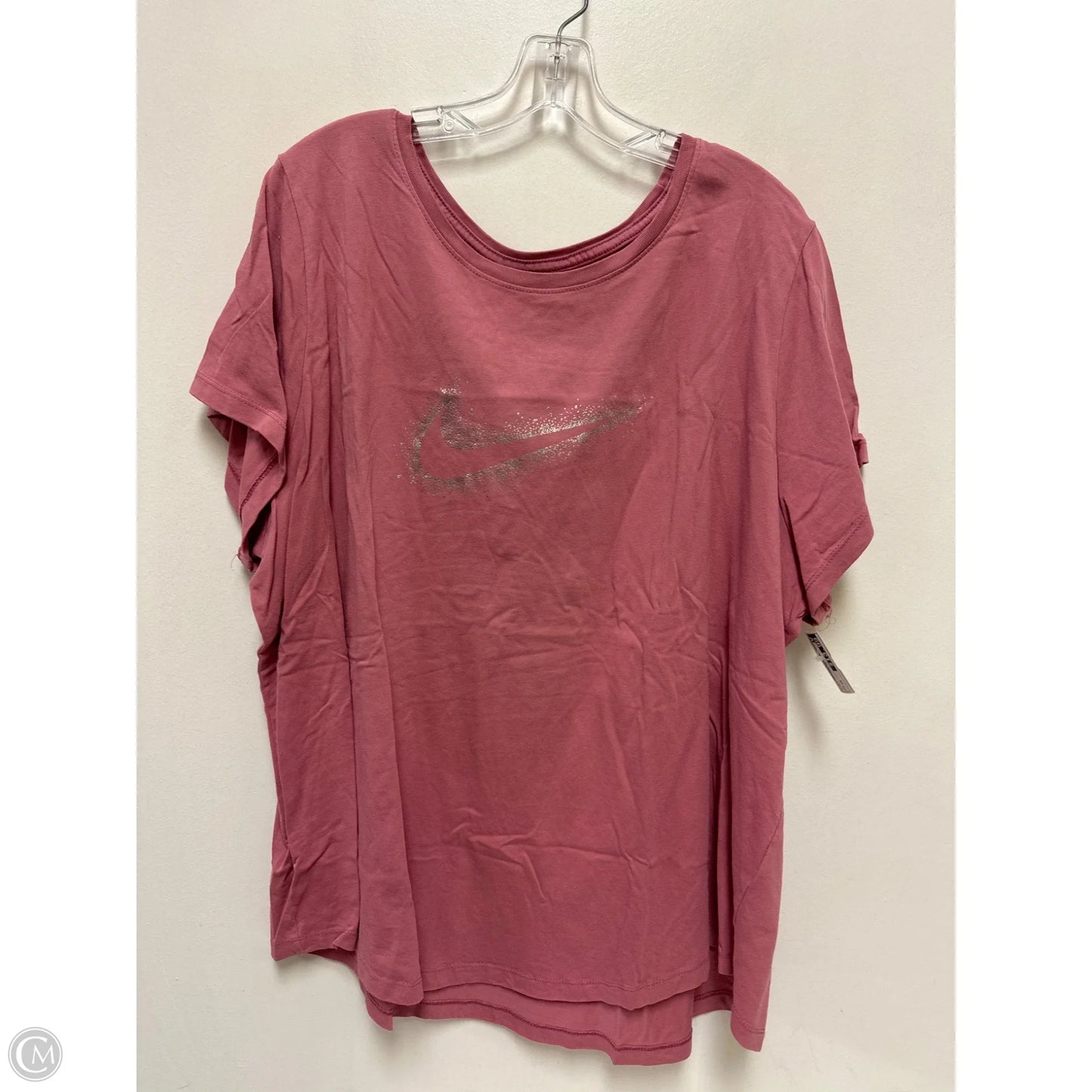 Athletic Top Short Sleeve By Nike In Pink, Size: 3x