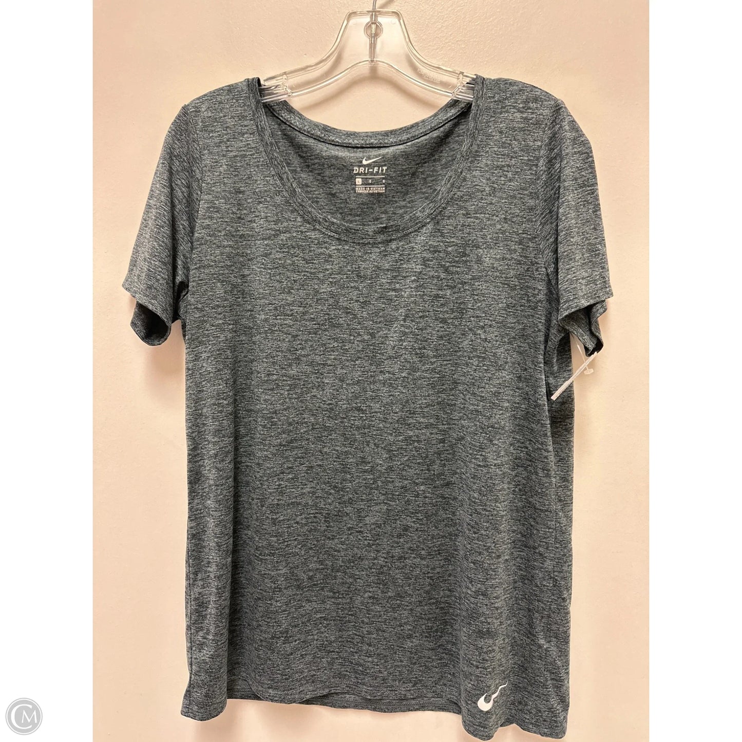 Athletic Top Short Sleeve By Nike In Grey, Size: L