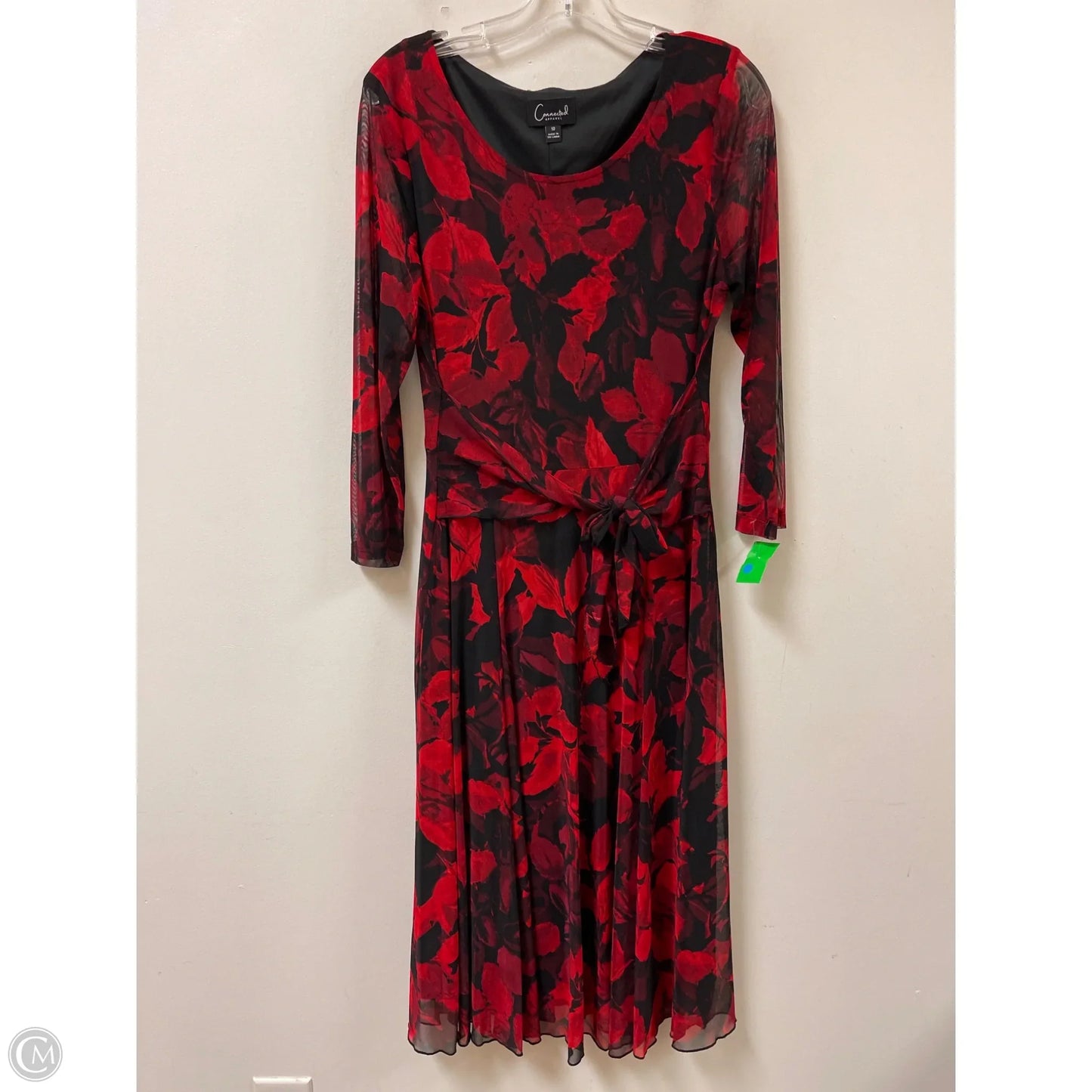 Dress Casual Midi By Connected Apparel In Black & Red, Size: M