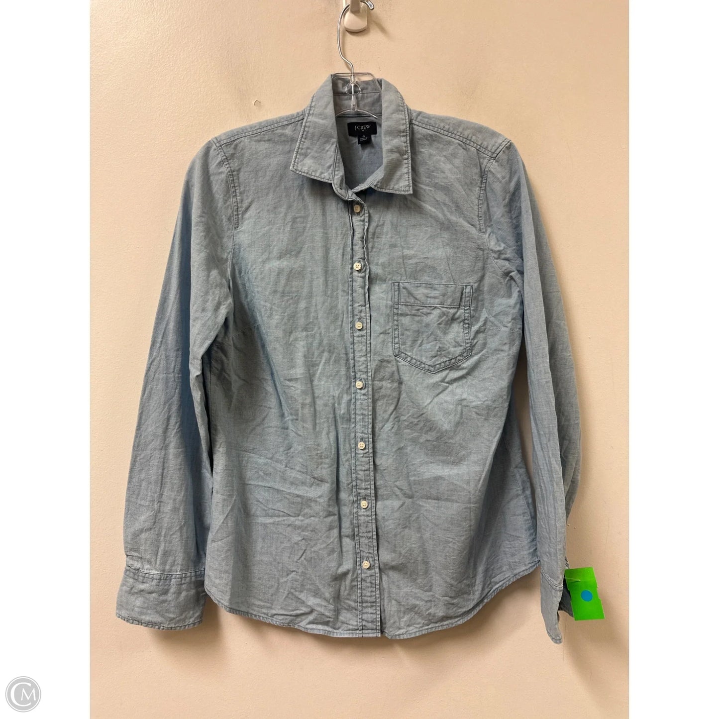 Blouse Long Sleeve By J. Crew In Blue Denim, Size: S