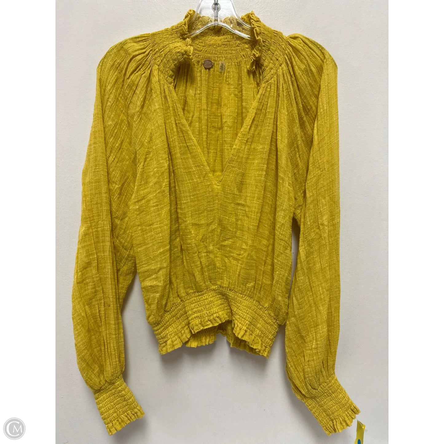 Top Long Sleeve By Free People In Yellow, Size: L