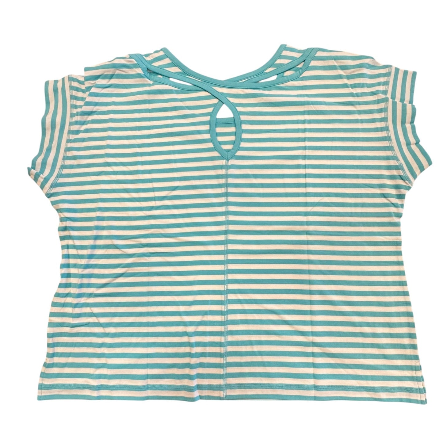 Top Ss Basic By Talbots In Blue & White, Size:2X