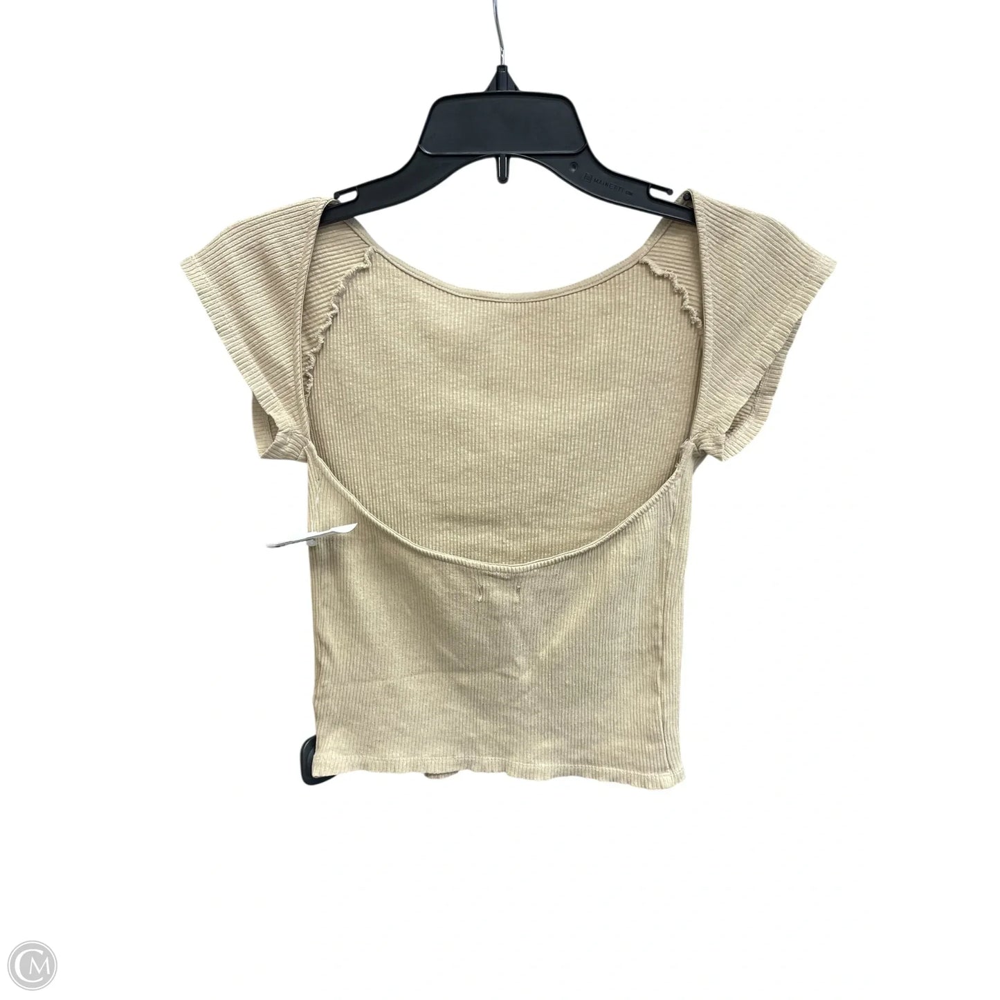 Top Short Sleeve By Aerie In Tan, Size: M