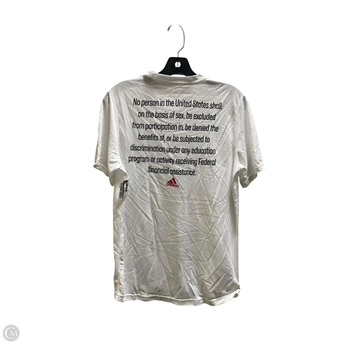 Athletic Top Short Sleeve By Adidas In White, Size: S
