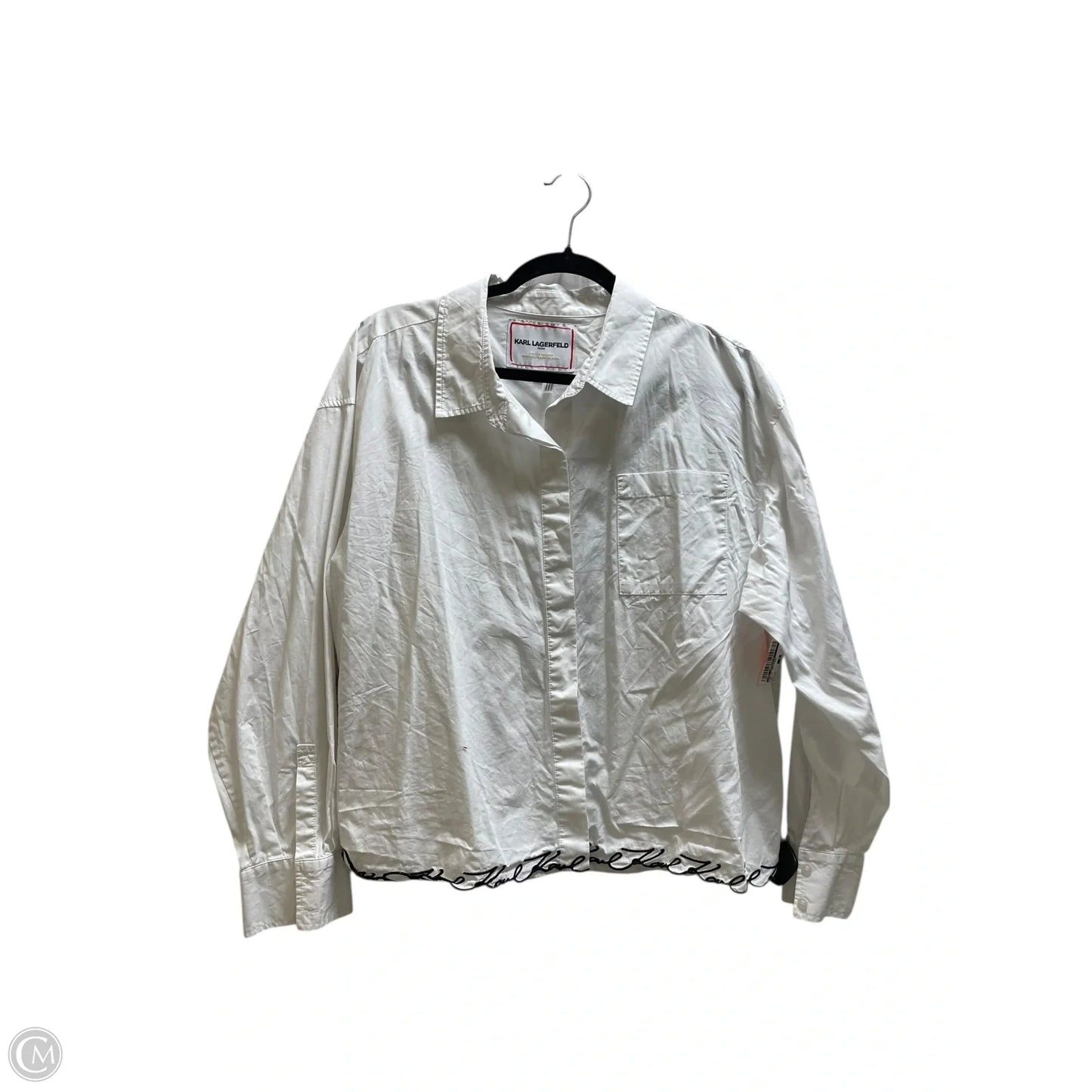 Top Long Sleeve Designer By Karl Lagerfeld In White, Size: Xl