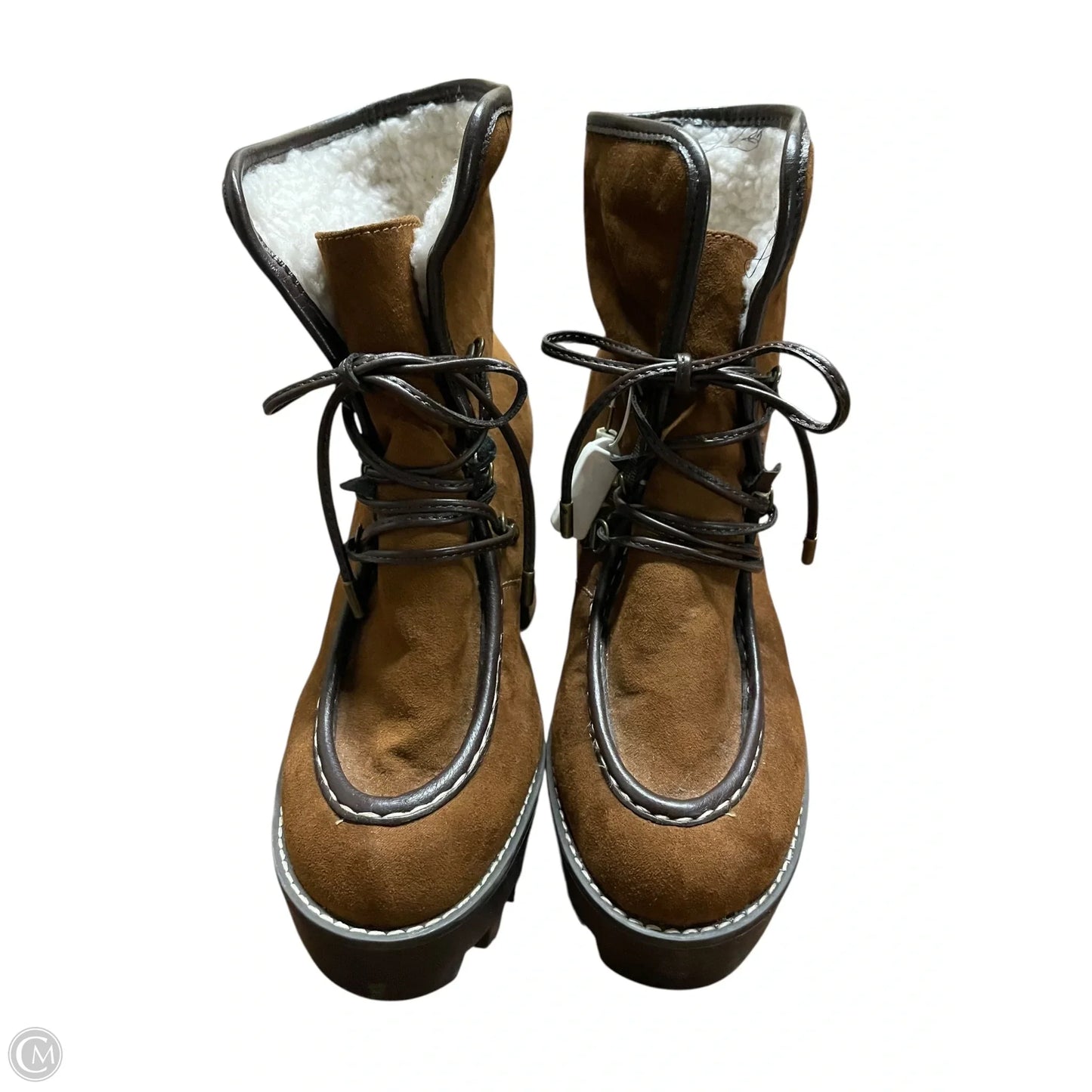 Boots Ankle Heels By Bamboo In Brown, Size: 8.5