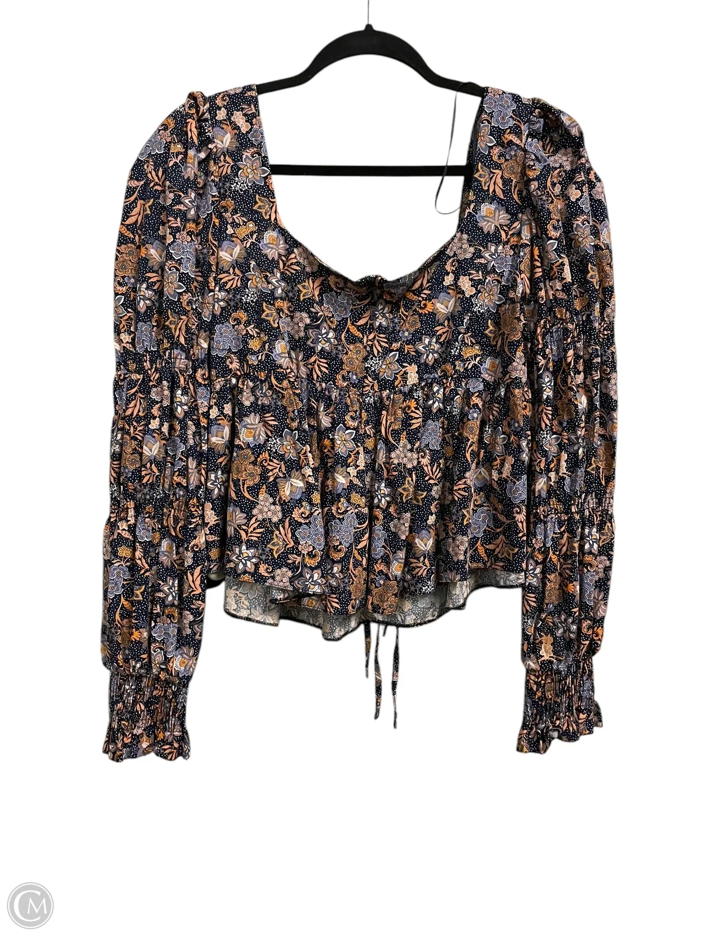 Top Long Sleeve By Top Shop In Navy, Size: 10