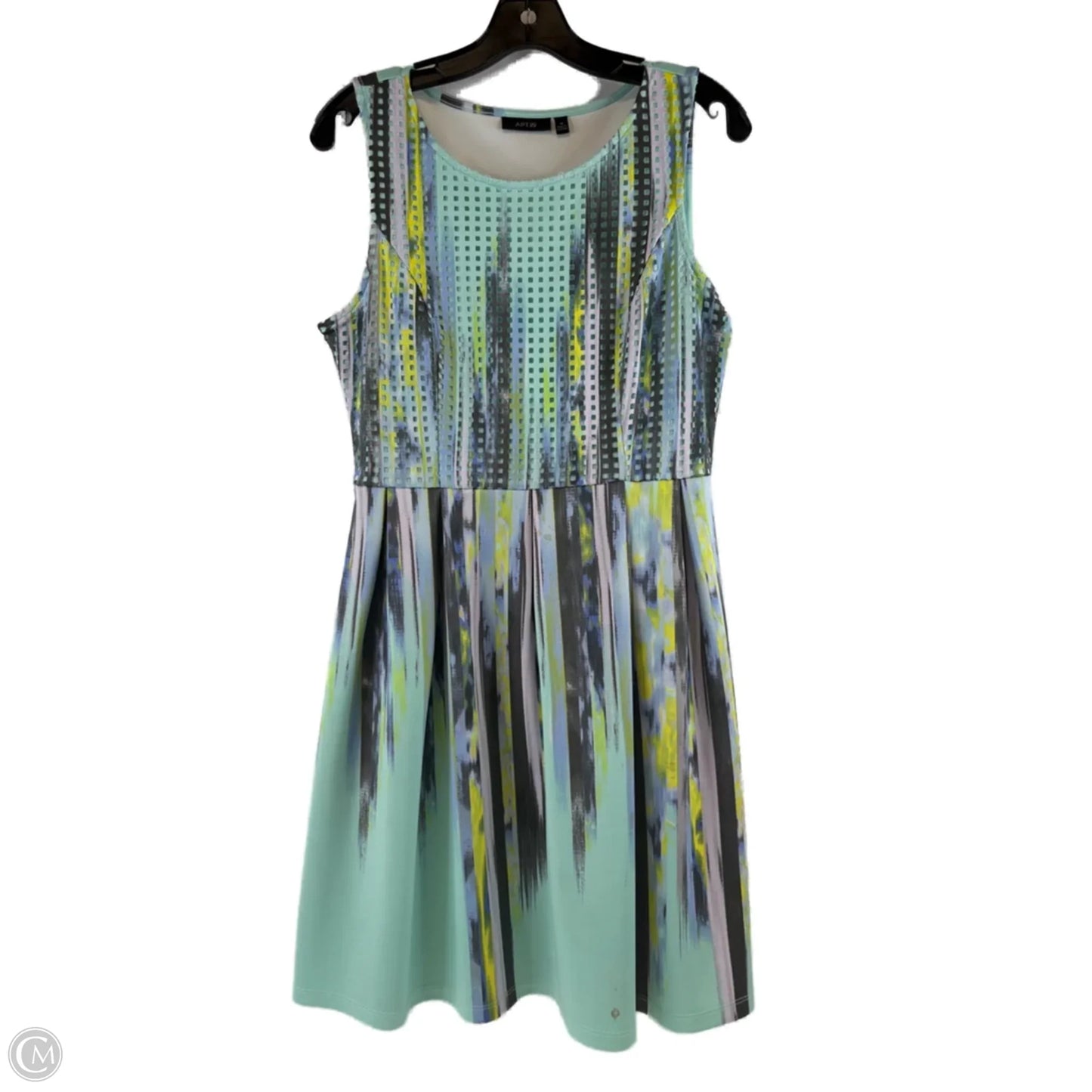 Dress Casual Midi By Apt 9 In Blue & Grey, Size: M