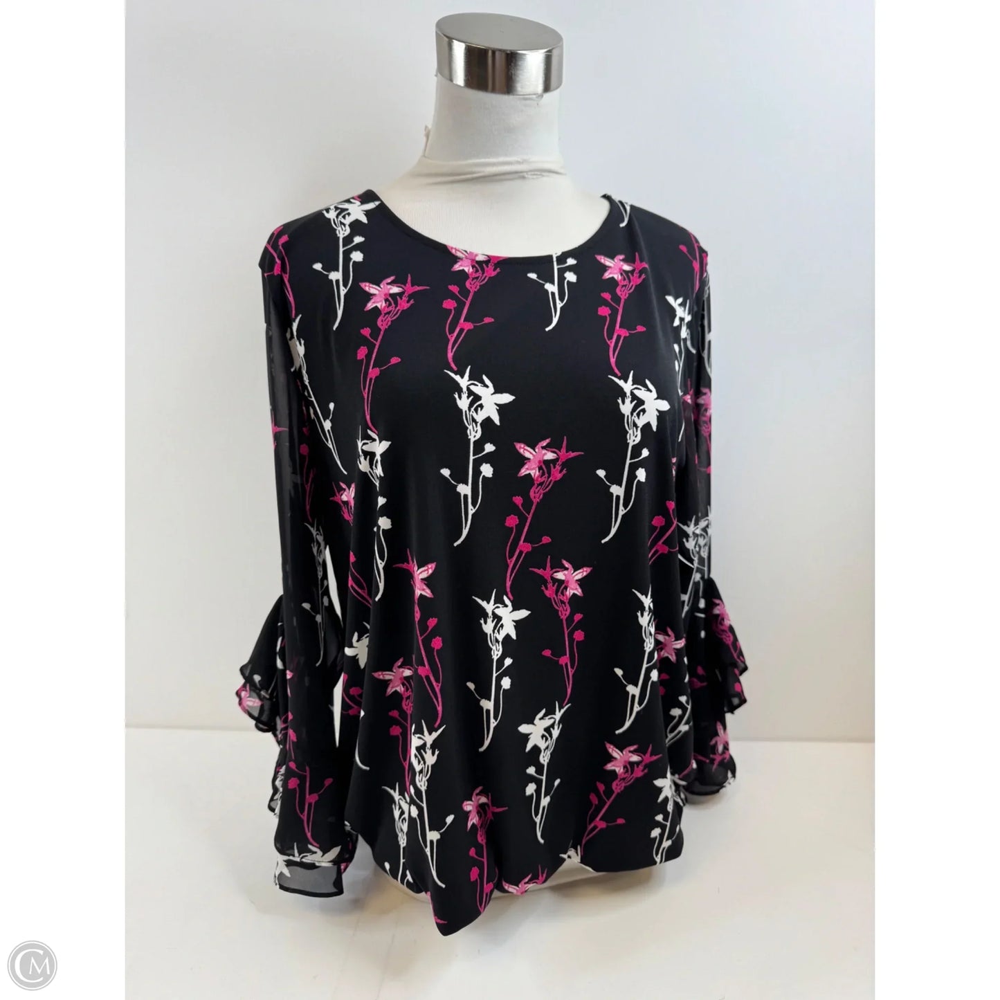Top Long Sleeve By Alfani In Black & Pink, Size: Lp