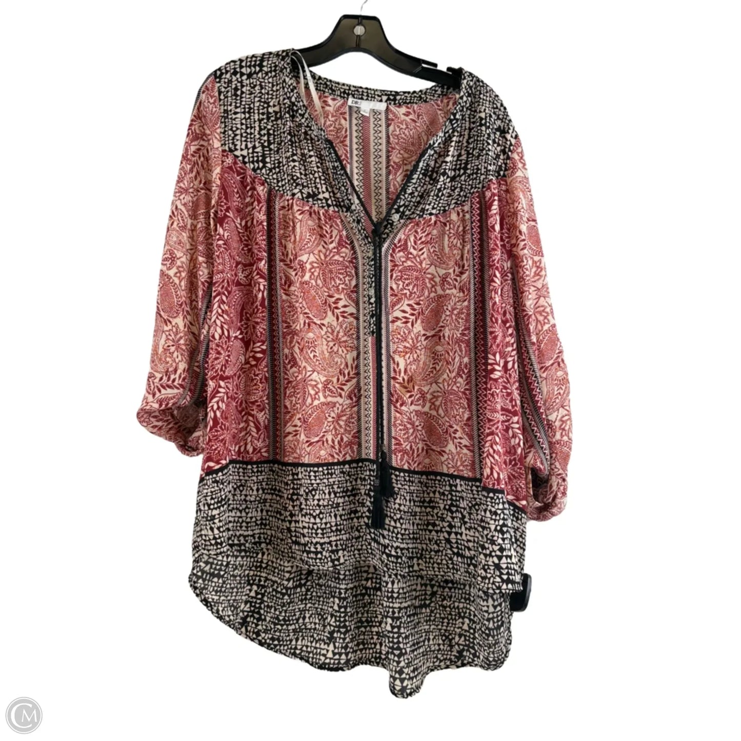 Top Long Sleeve Basic By Dr2 In Black & Red, Size: L