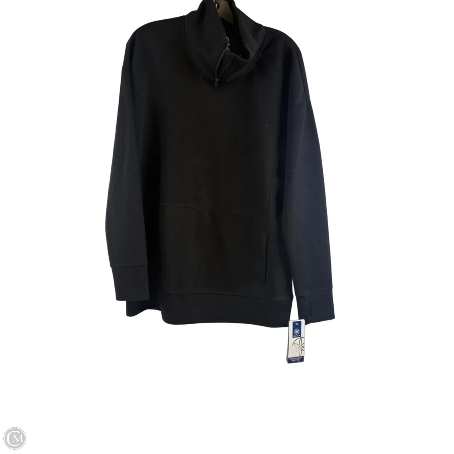 Athletic Top Long Sleeve Collar By Gaiam In Black, Size: M