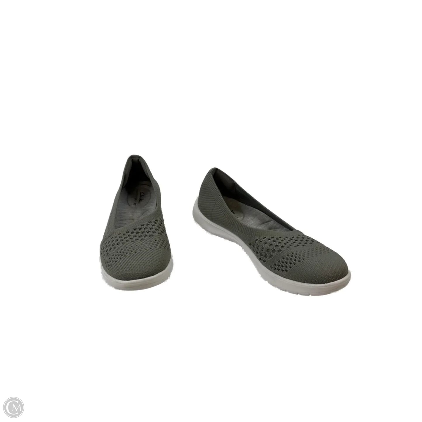 Shoes Flats By Clarks In Green & White, Size: 6.5