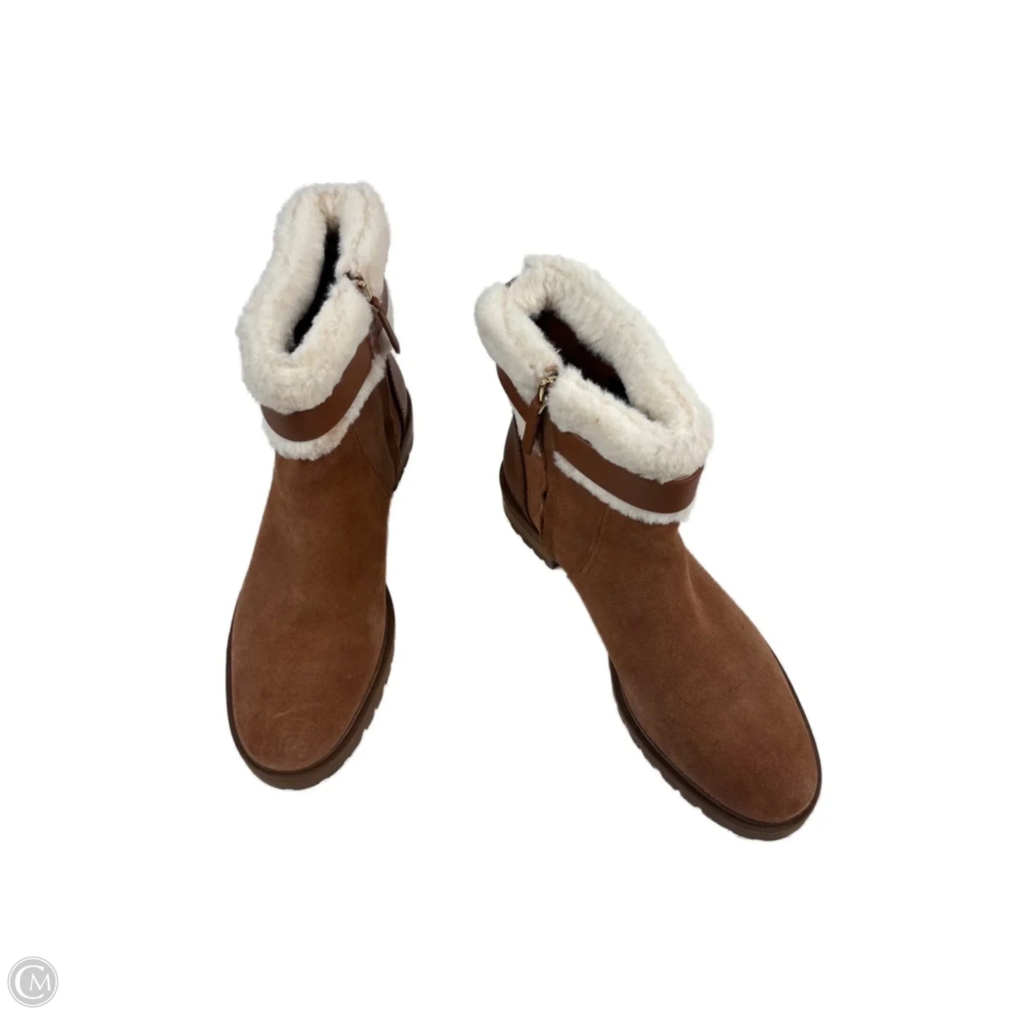 Boots Designer By Kate Spade In Brown & Cream, Size: 9.5